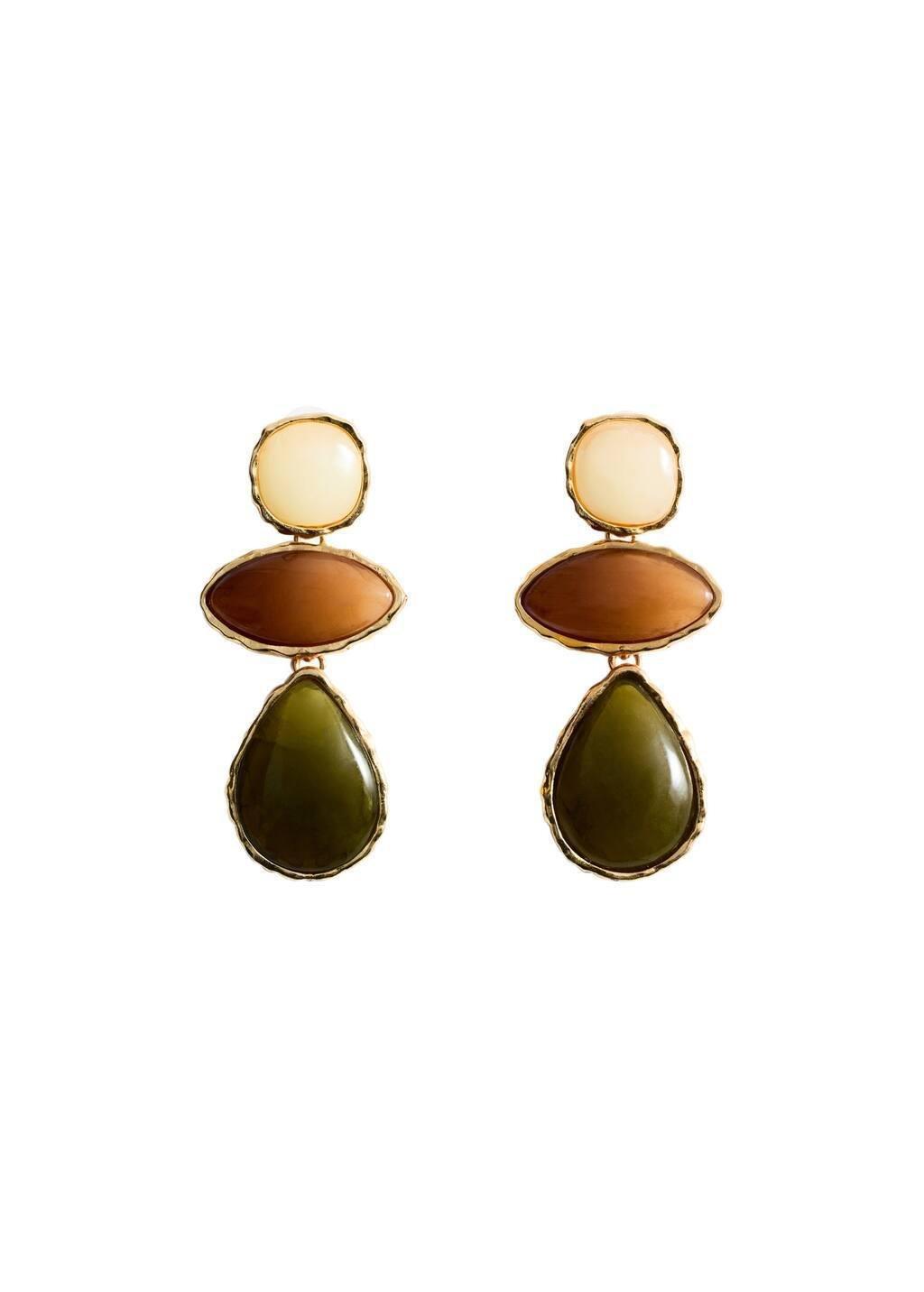 Beige Beaded Drop Earrings, Light Beige, large image number 2