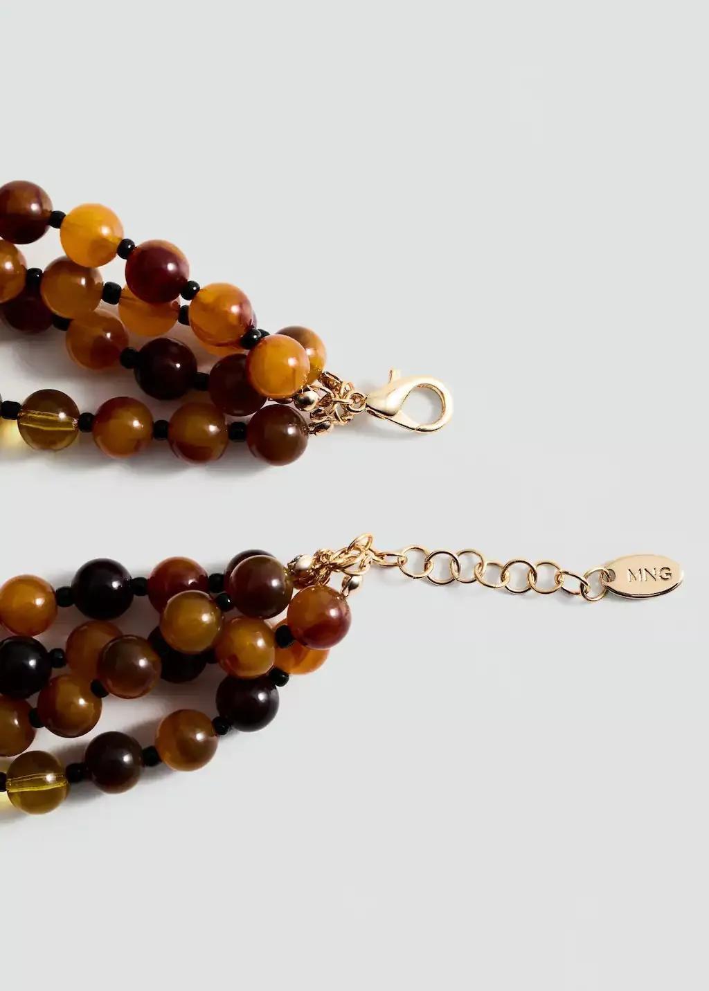 Gold Combined Beads Necklace, Gold, large image number 1