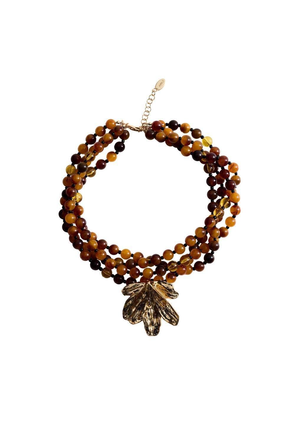 Gold Combined Beads Necklace, Gold, large image number 2