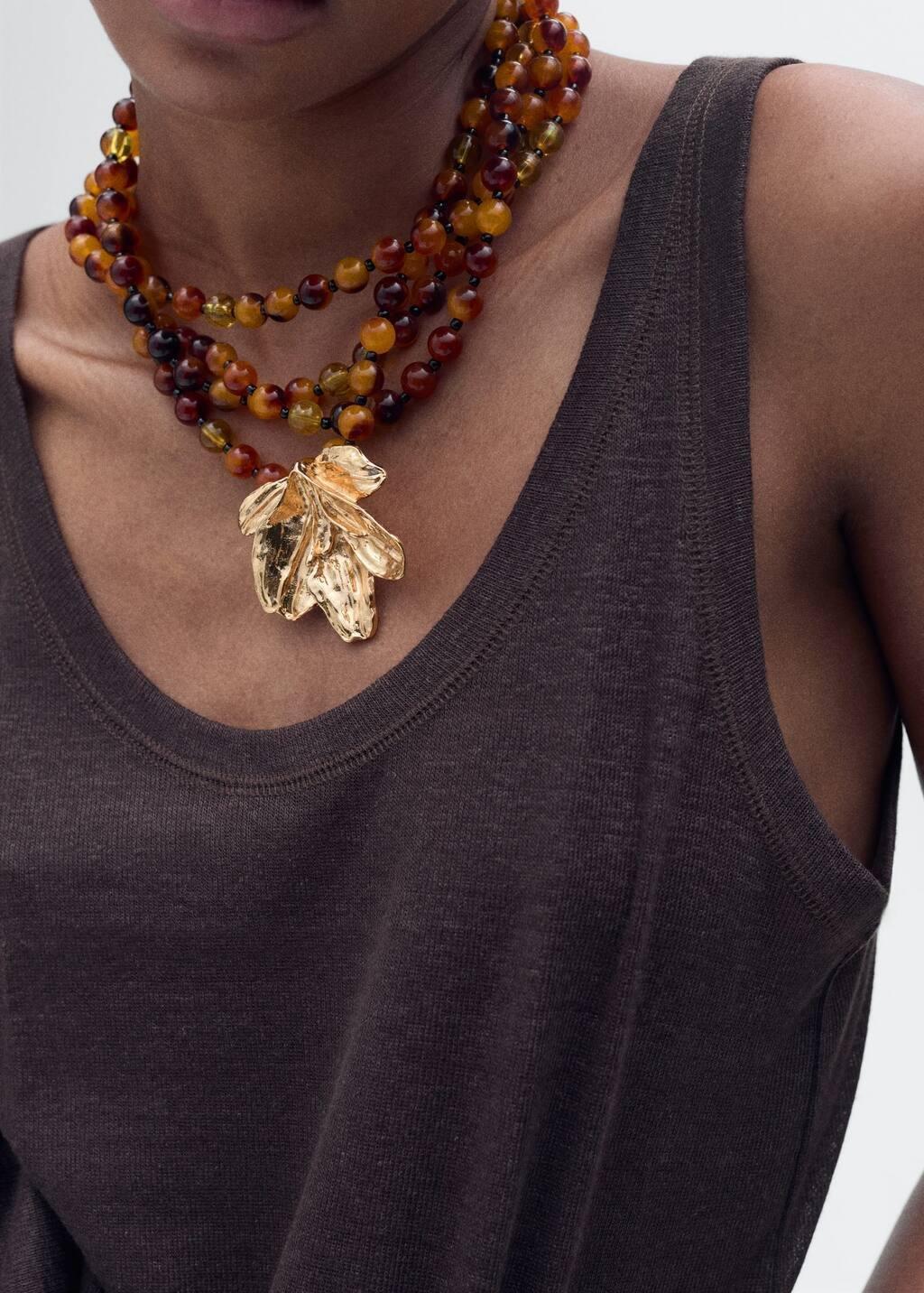 Gold Combined Beads Necklace, Gold, large image number 4