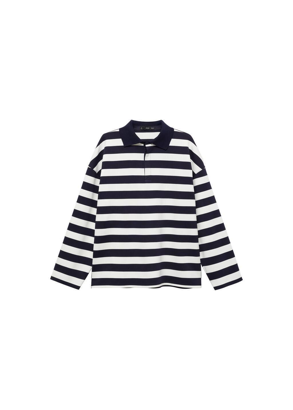 Navy Striped Polo-Neck Sweatshirt, , large image number 3