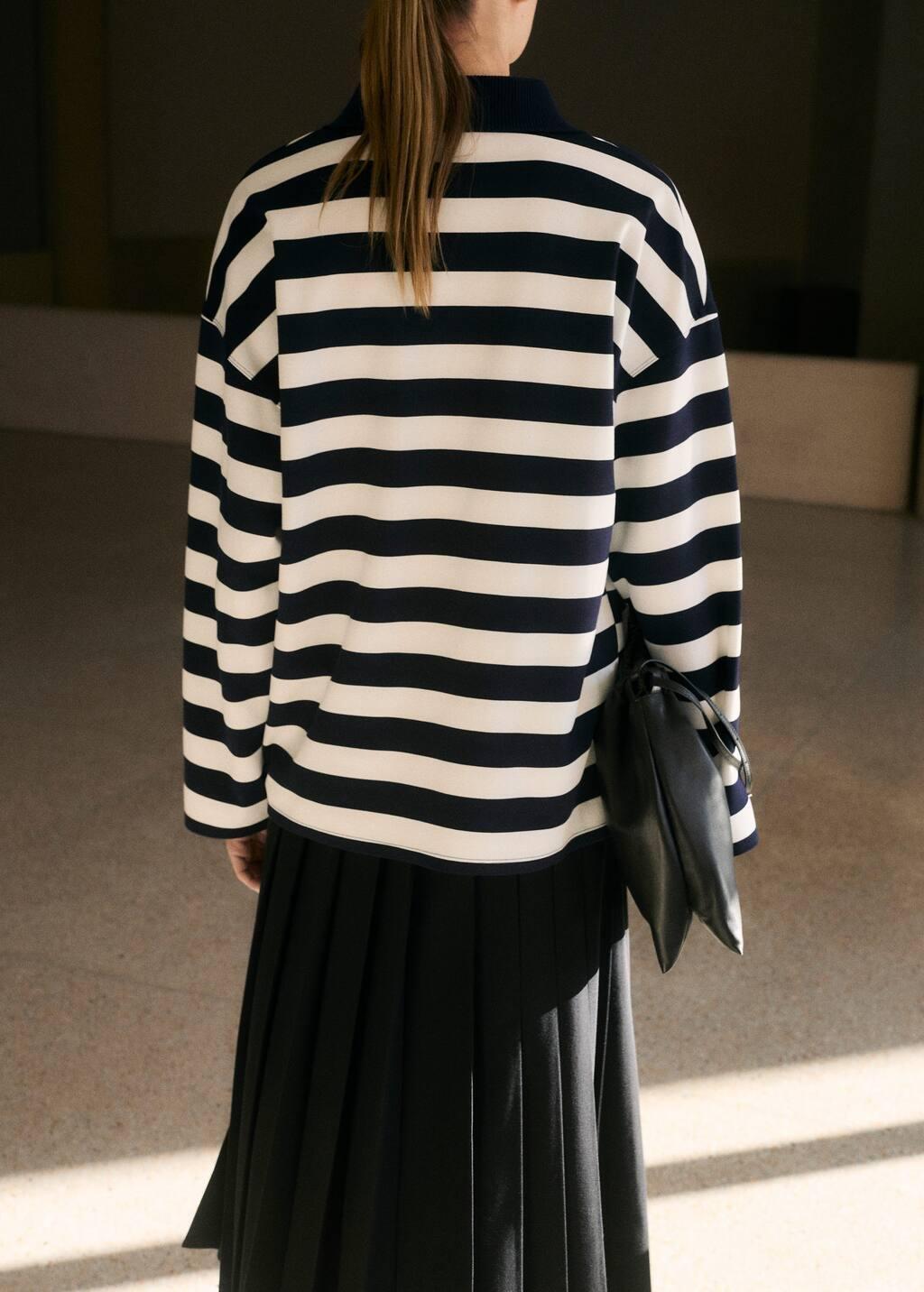 Navy Striped Polo-Neck Sweatshirt, , large image number 5