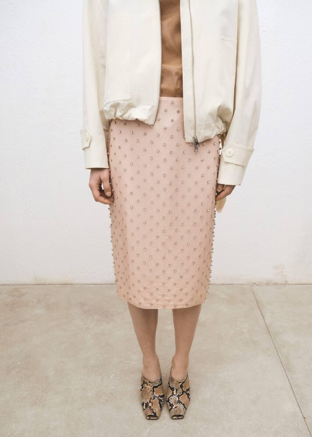 Pink Lt Pastel Midi Skirt With Crystal Applique S, , large image number 0