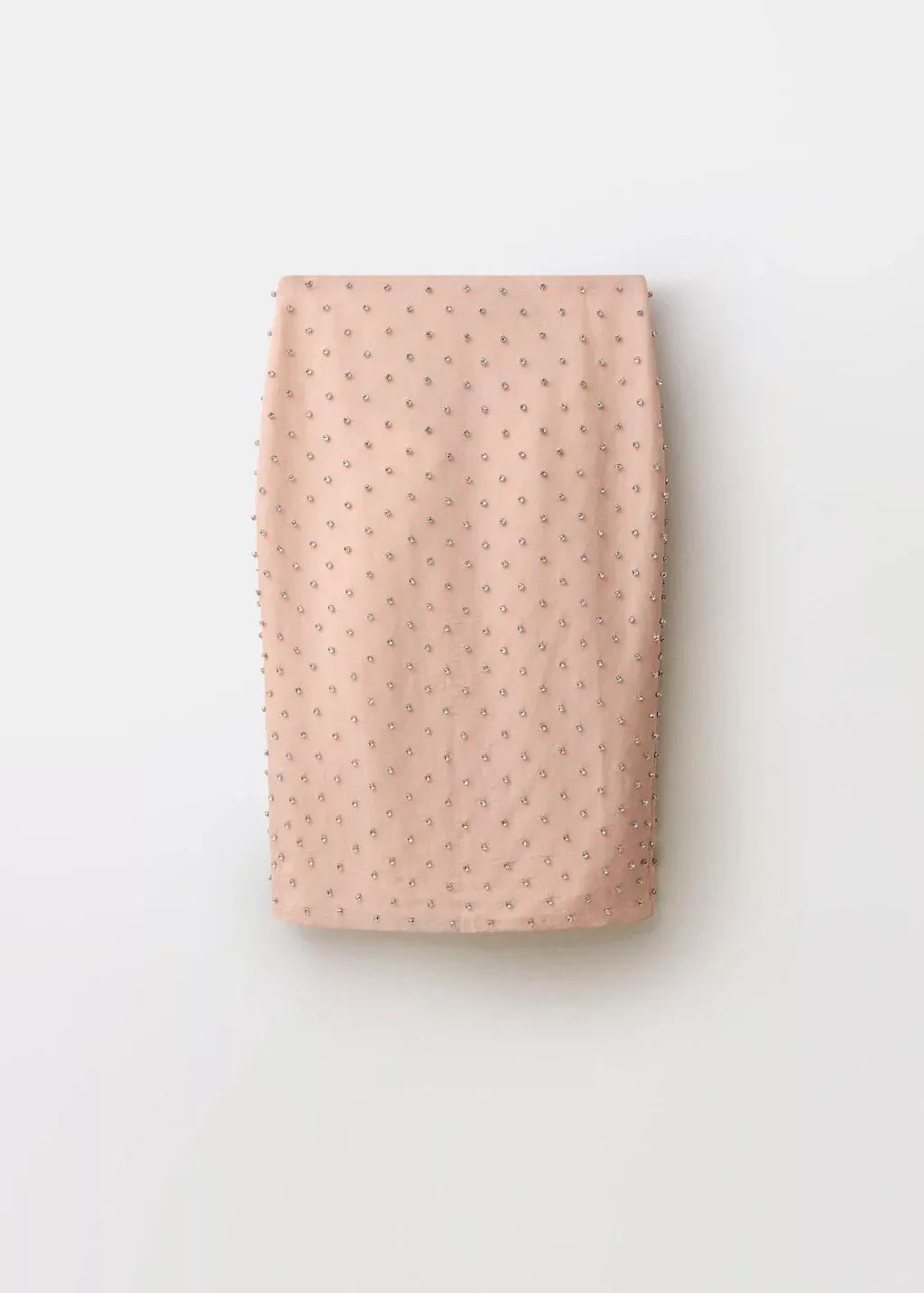 Pink Lt Pastel Midi Skirt With Crystal Applique S, , large image number 4