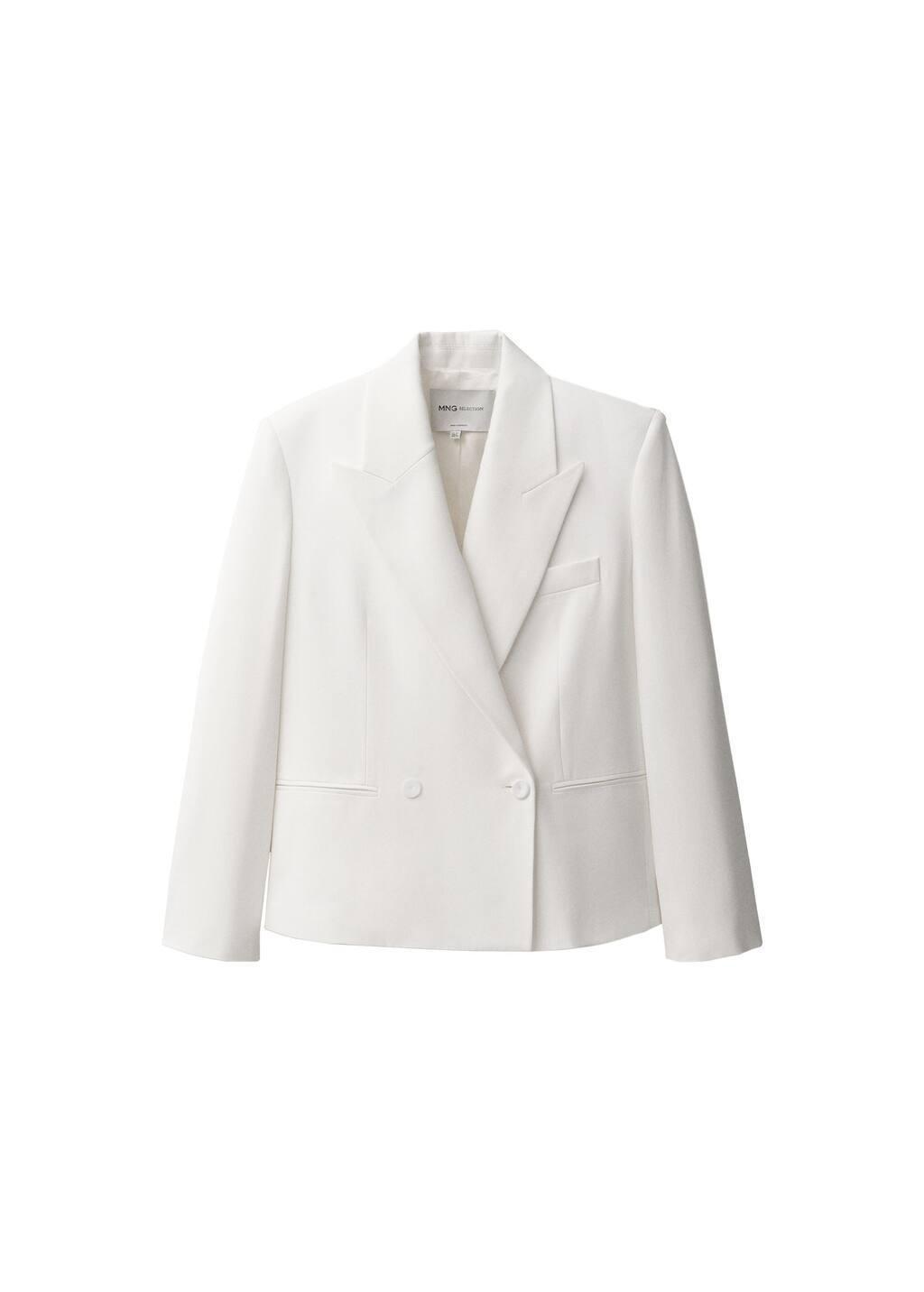 White Oversized Double-Breasted Suit Jacket, , large image number 2