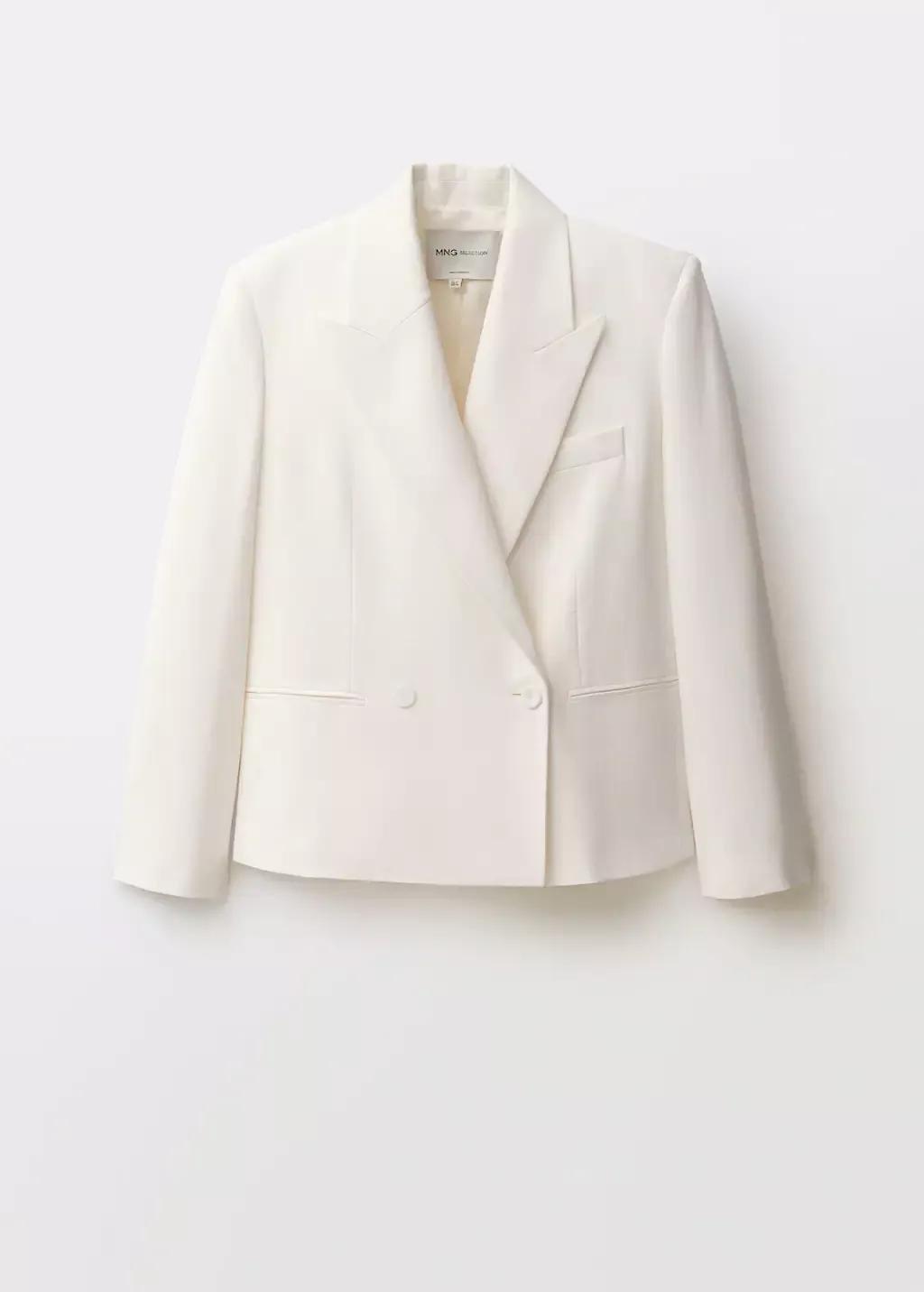 White Oversized Double-Breasted Suit Jacket, , large image number 4
