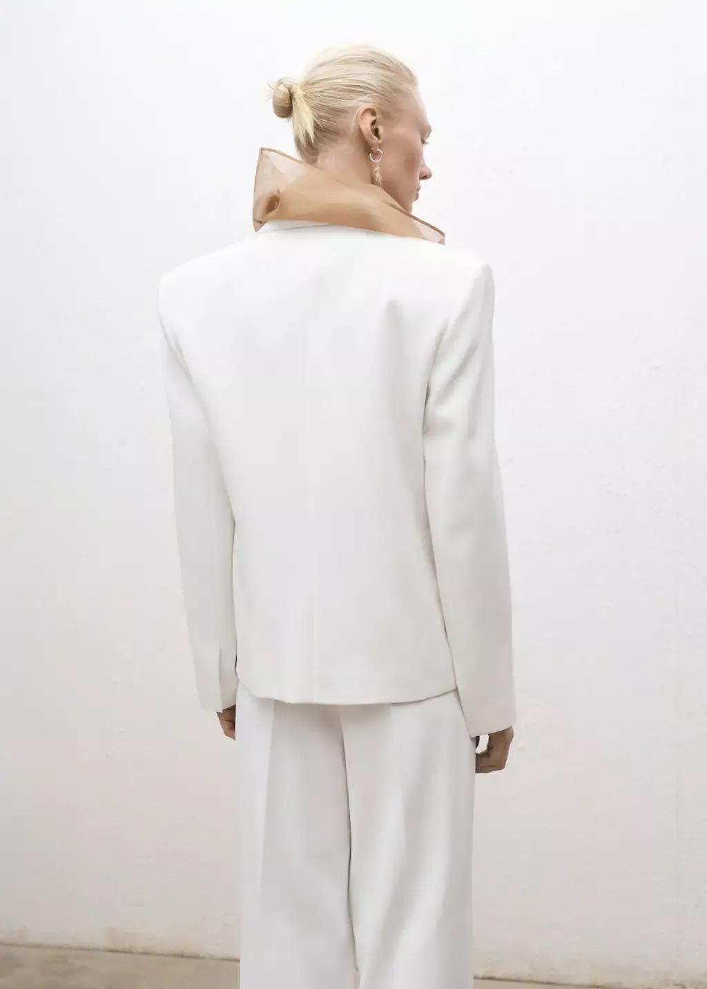 White Oversized Double-Breasted Suit Jacket, , large image number 6