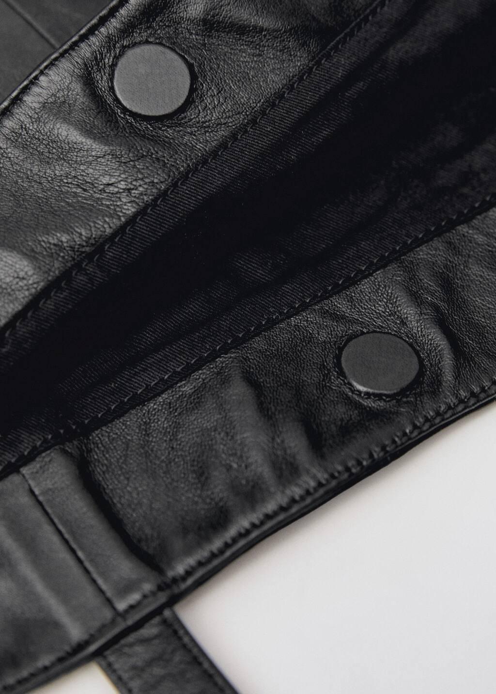 Black Patchwork Leather Shopper Bag, Black, large image number 3