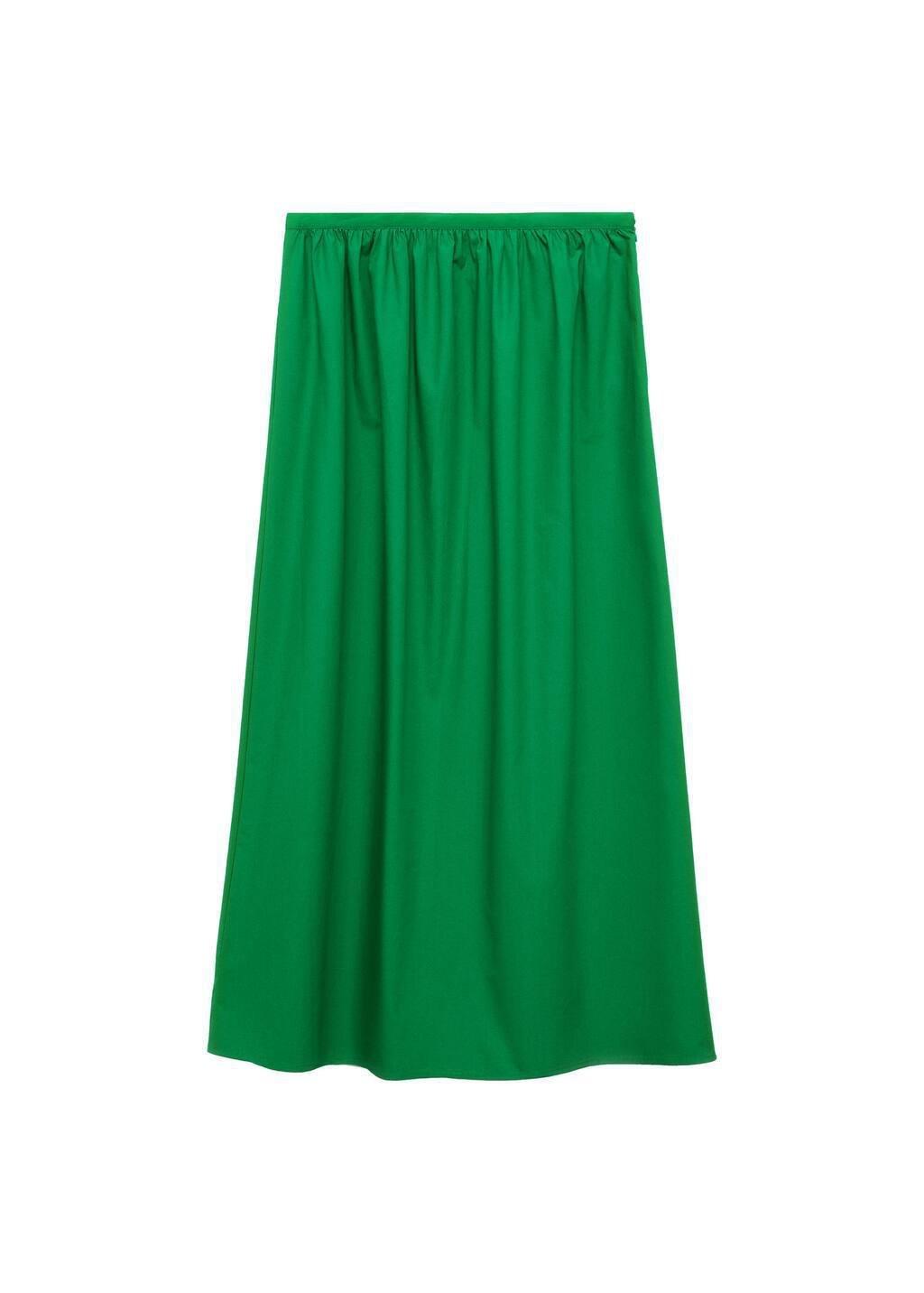 Green Flared Cotton Skirt, , large image number 1