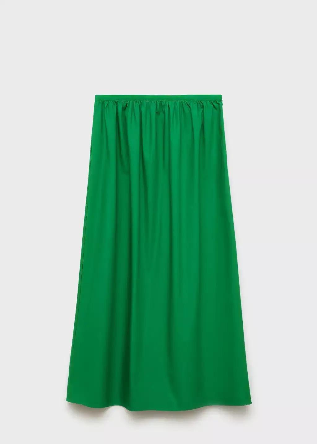 Green Flared Cotton Skirt, , large image number 3