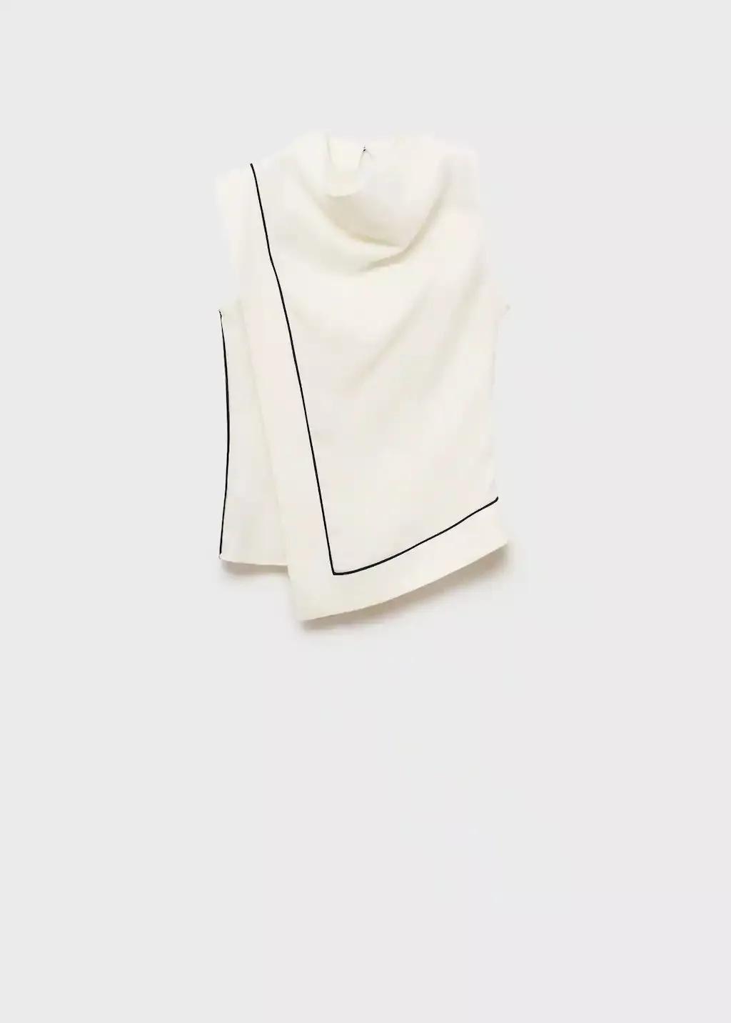 Yellow Contrast Stripe Linen Blouse, , large image number 4