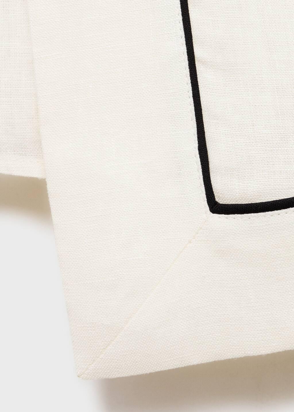 Yellow Contrast Stripe Linen Blouse, , large image number 5