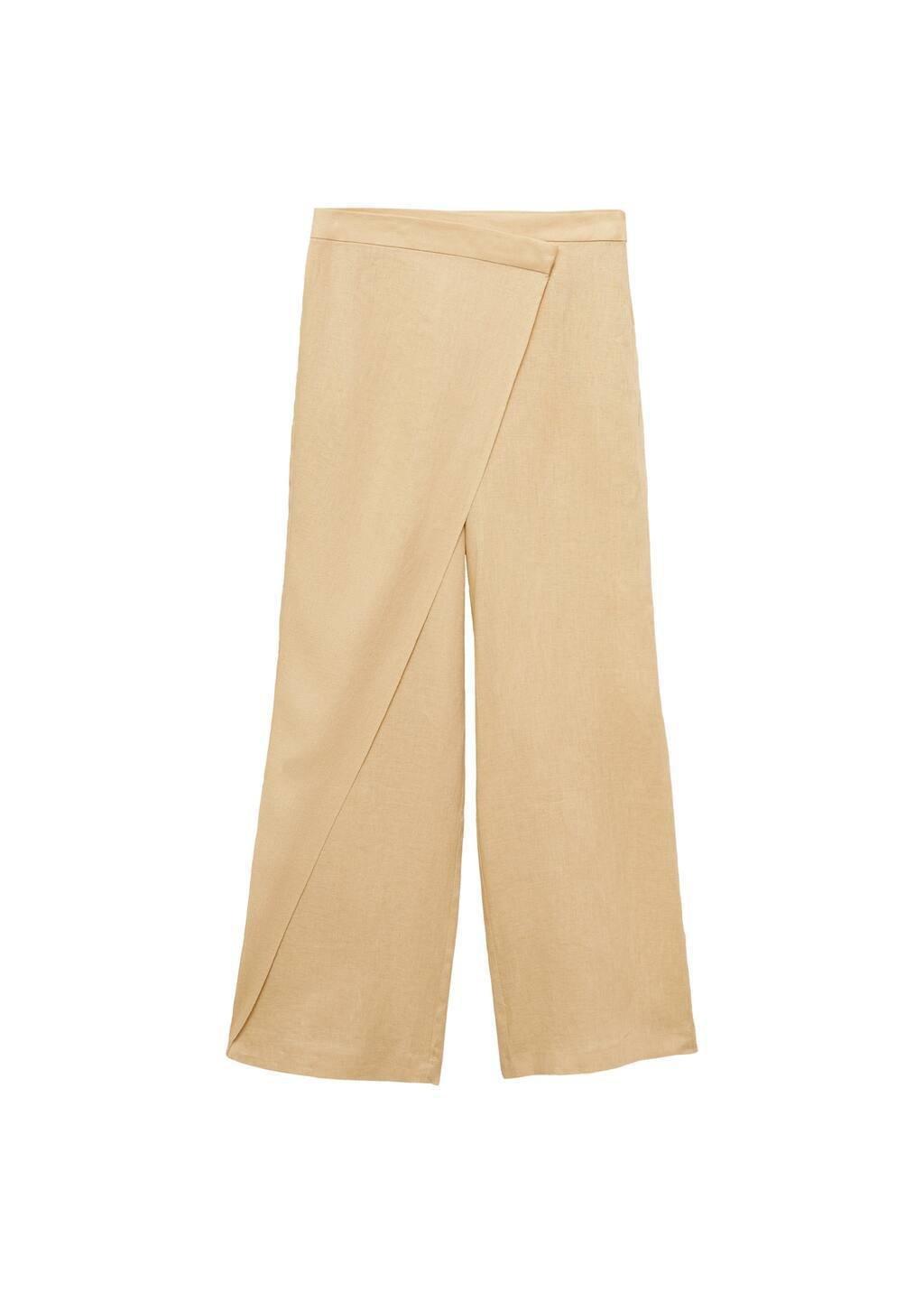 Brown Lt Pastel Linen Crossover Trousers, , large image number 2