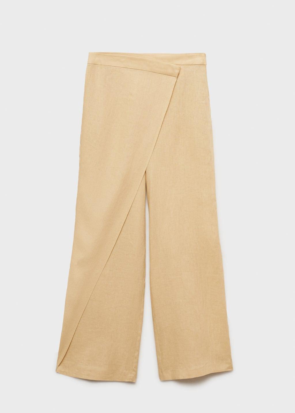 Brown Lt Pastel Linen Crossover Trousers, , large image number 4
