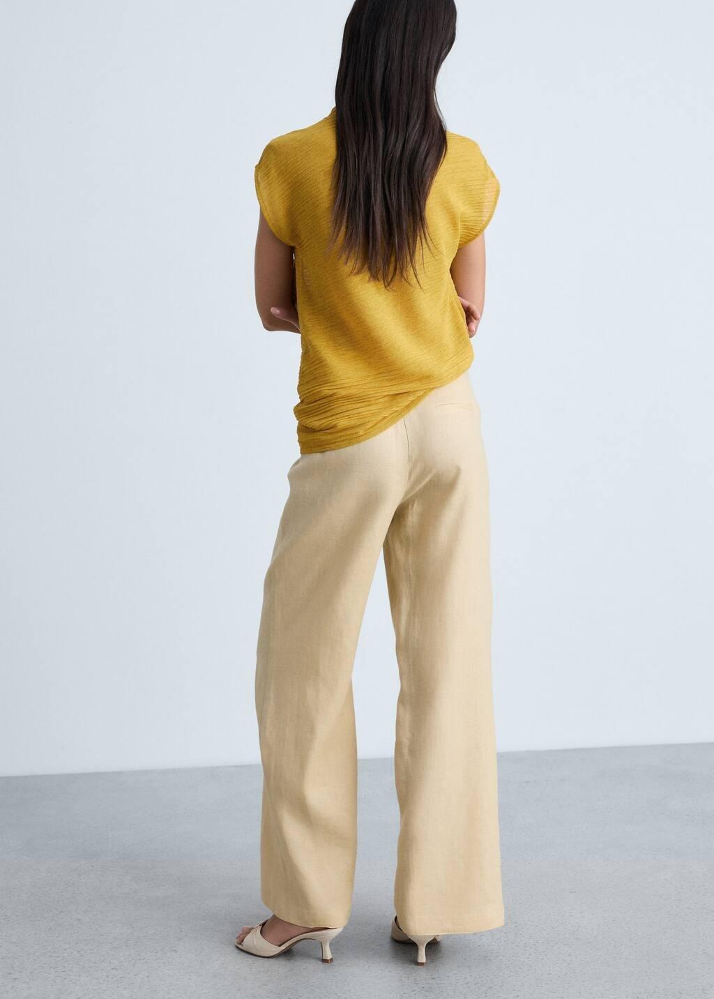 Brown Lt Pastel Linen Crossover Trousers, , large image number 5