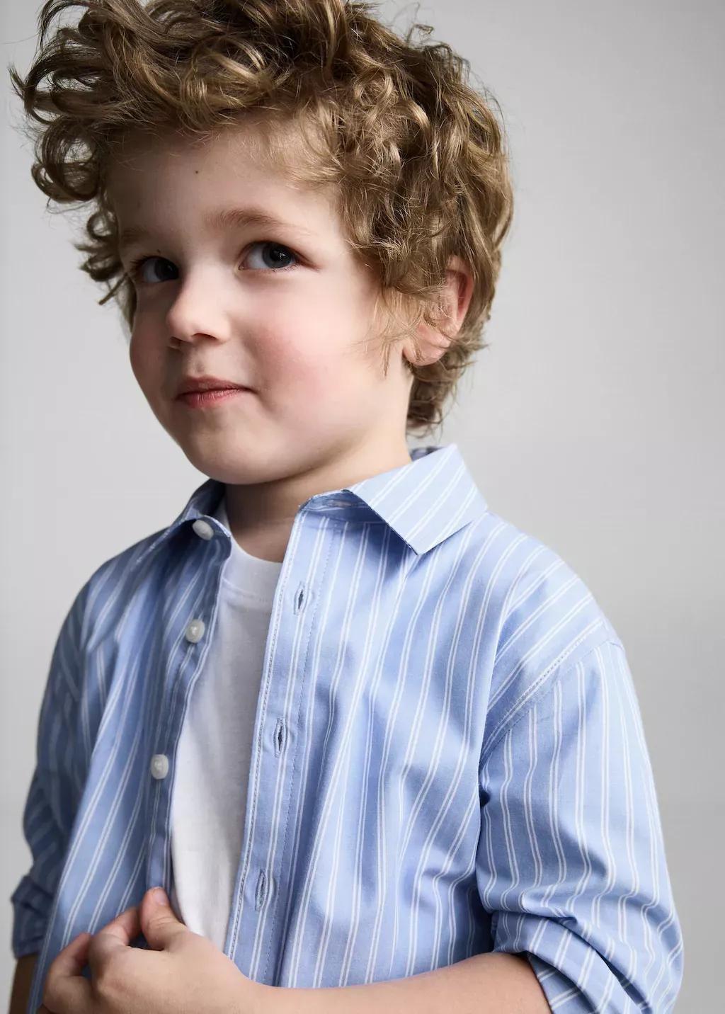 Blue Lt Pastel 100% Cotton Striped Shirt, Baby Boy, , large image number 1