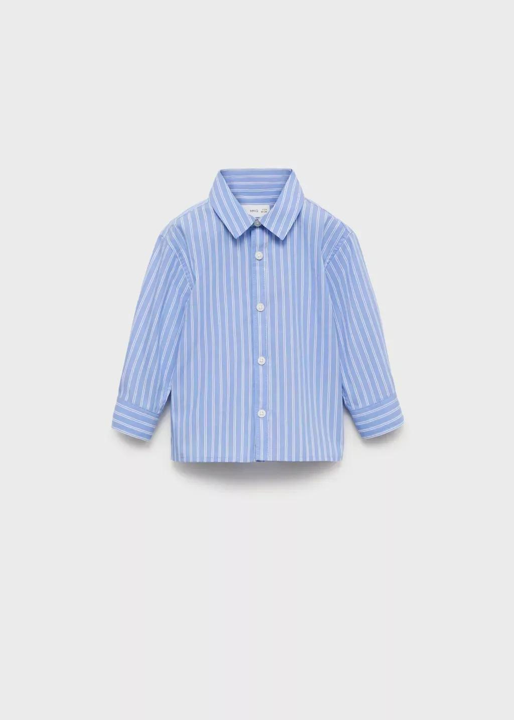 Blue Lt Pastel 100% Cotton Striped Shirt, Baby Boy, , large image number 4
