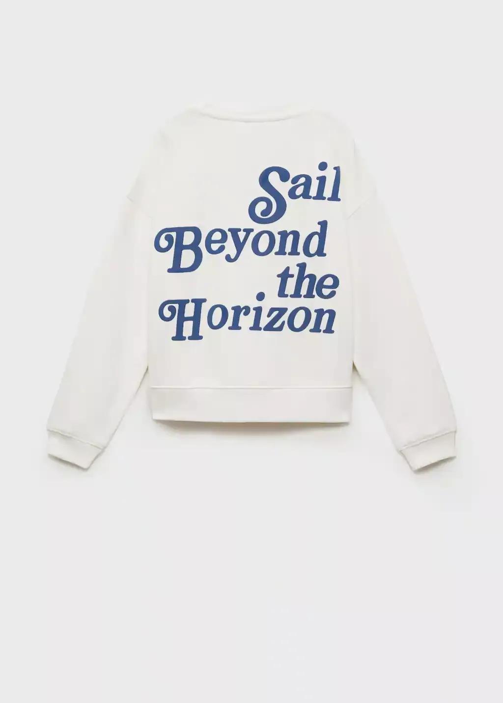 White Message Cotton Sweatshirt, Kids Girl, , large image number 1