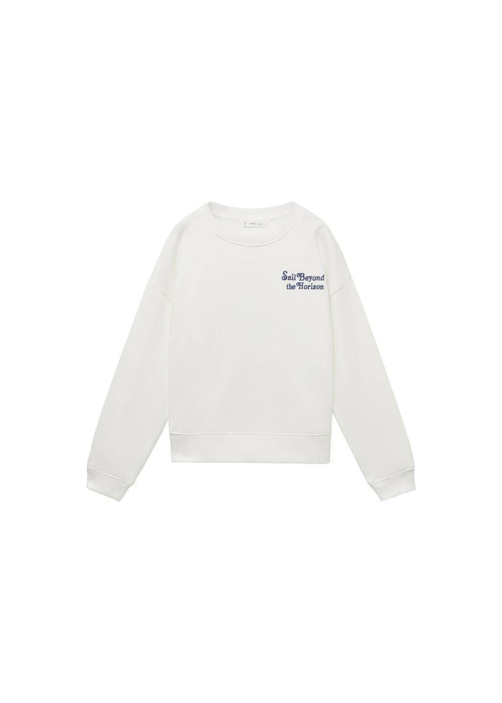 White Message Cotton Sweatshirt, Kids Girl, , large image number 5