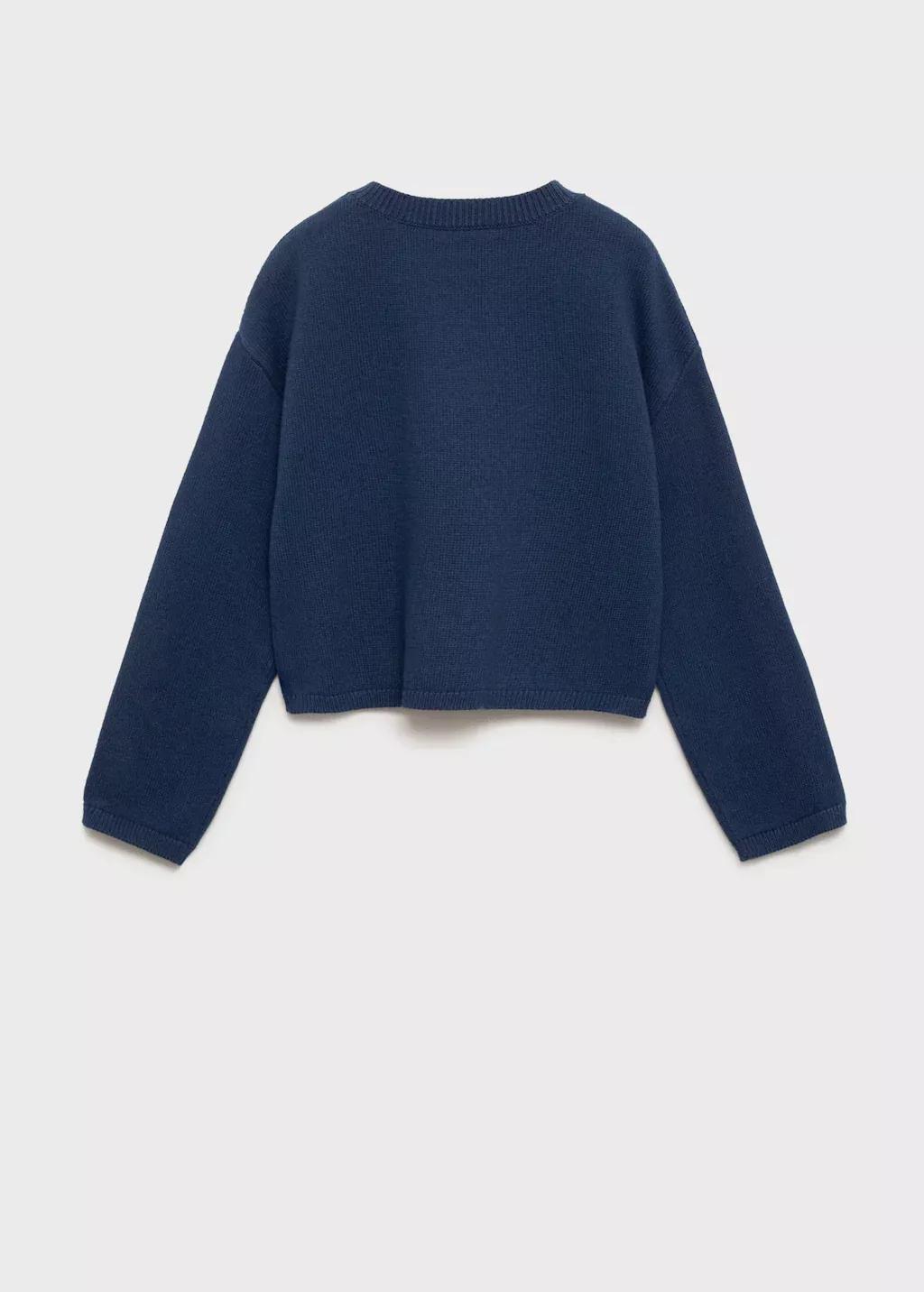 Navy Beaded Knitted Sweater, Kids Girl, , large image number 1