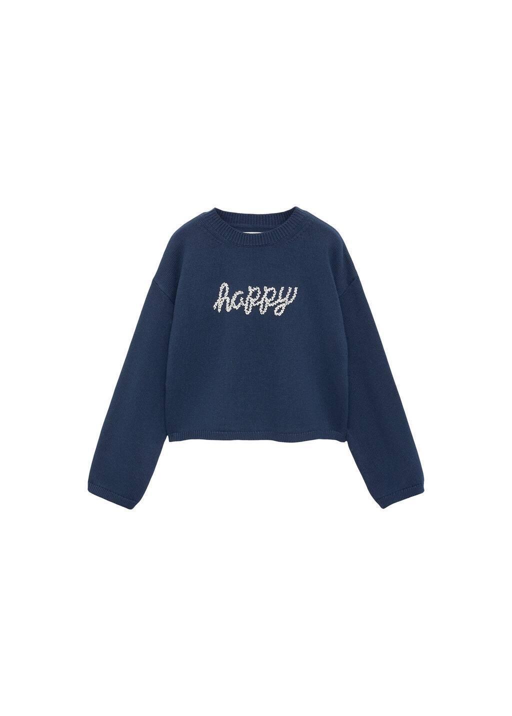 Navy Beaded Knitted Sweater, Kids Girl, , large image number 3