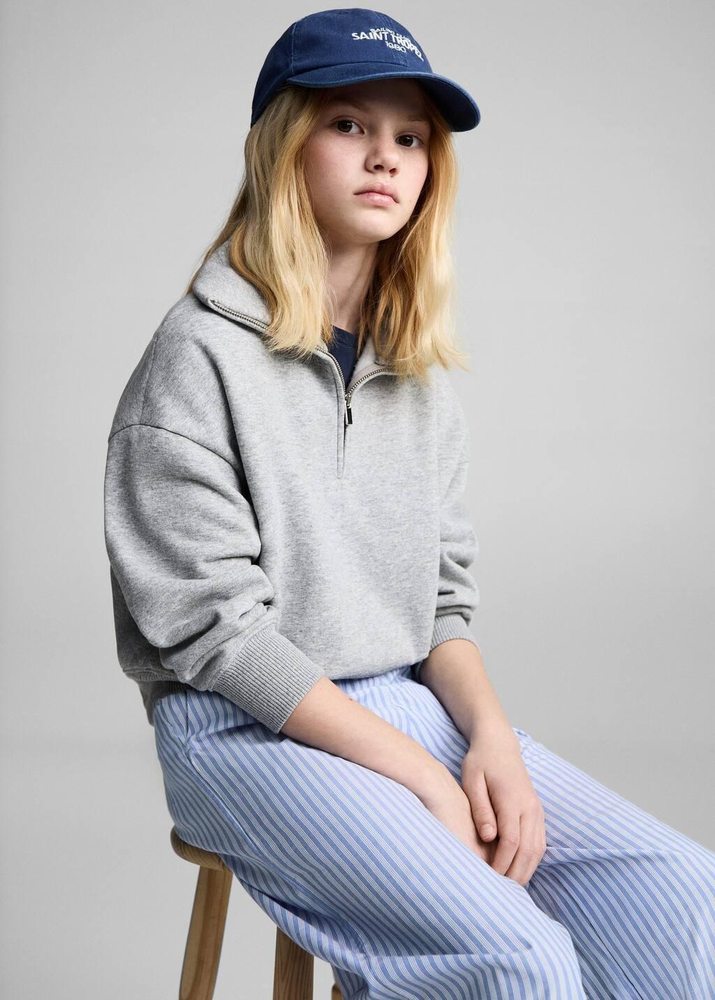 Blue Striped Cotton Trousers, Kids Girls, , large image number 2