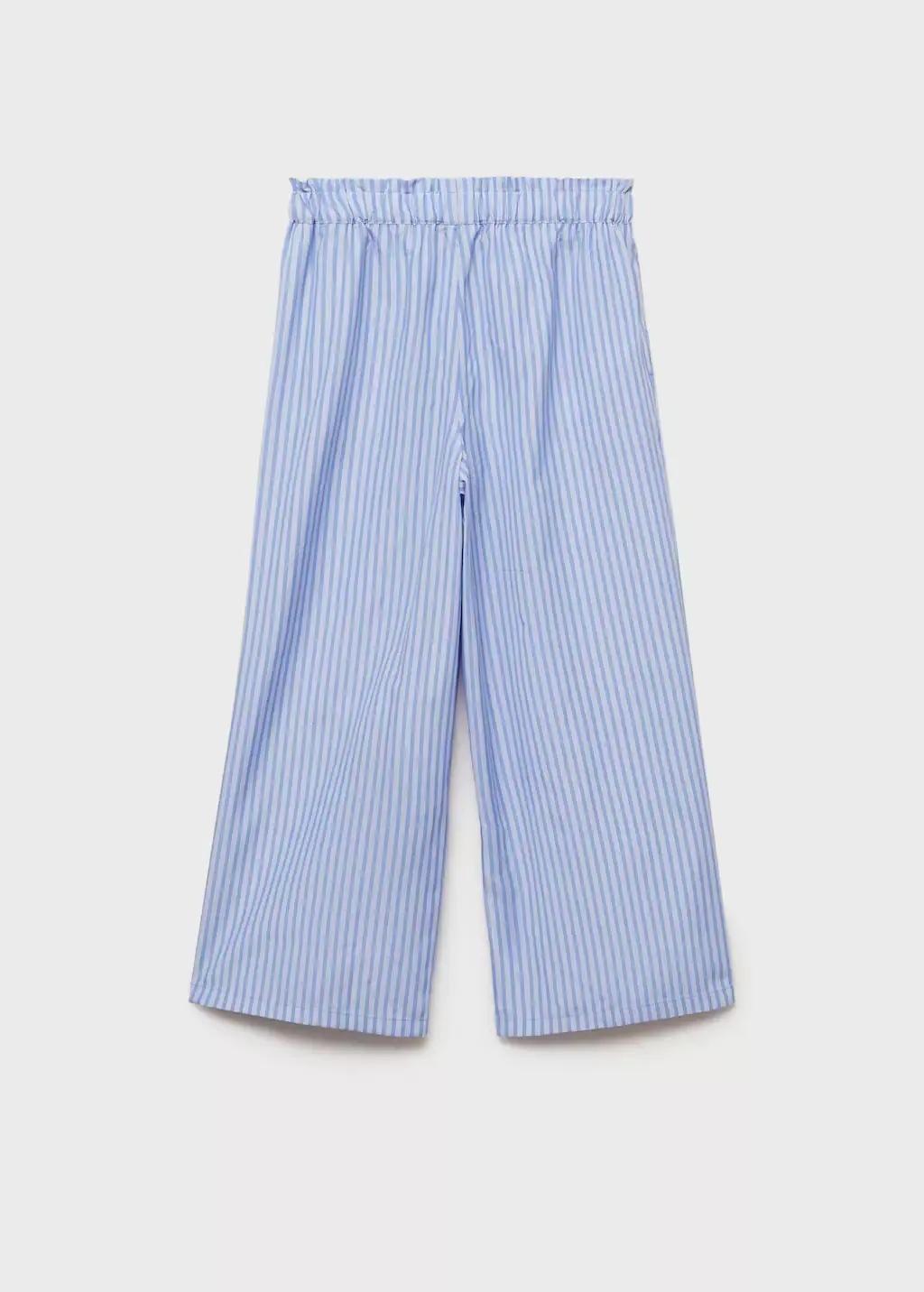 Blue Striped Cotton Trousers, Kids Girls, , large image number 3