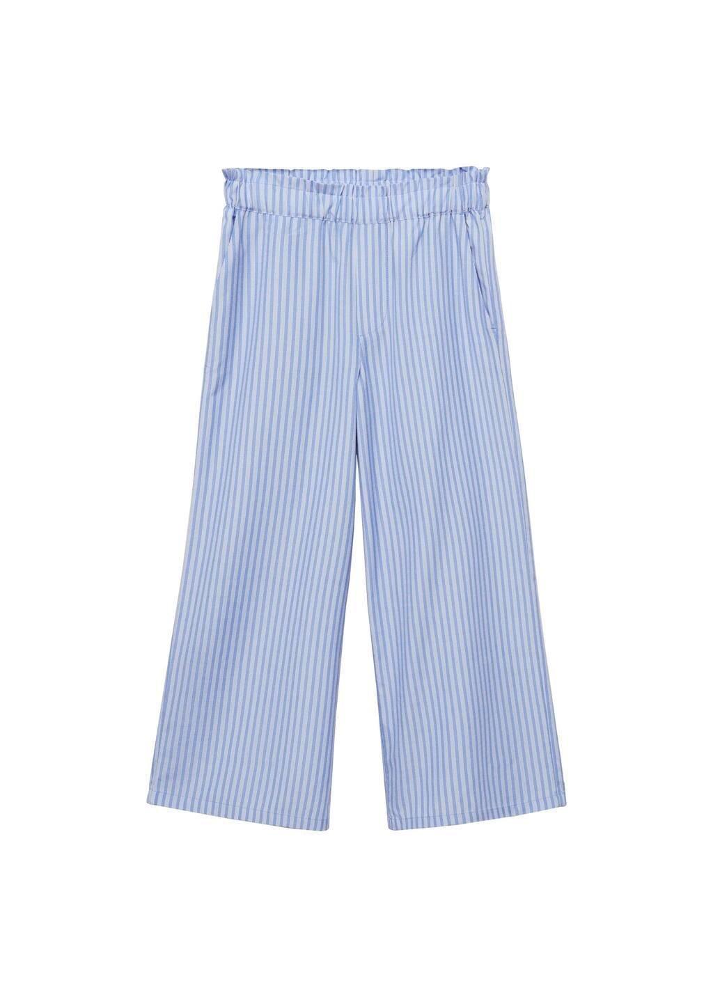 Blue Striped Cotton Trousers, Kids Girls, , large image number 4