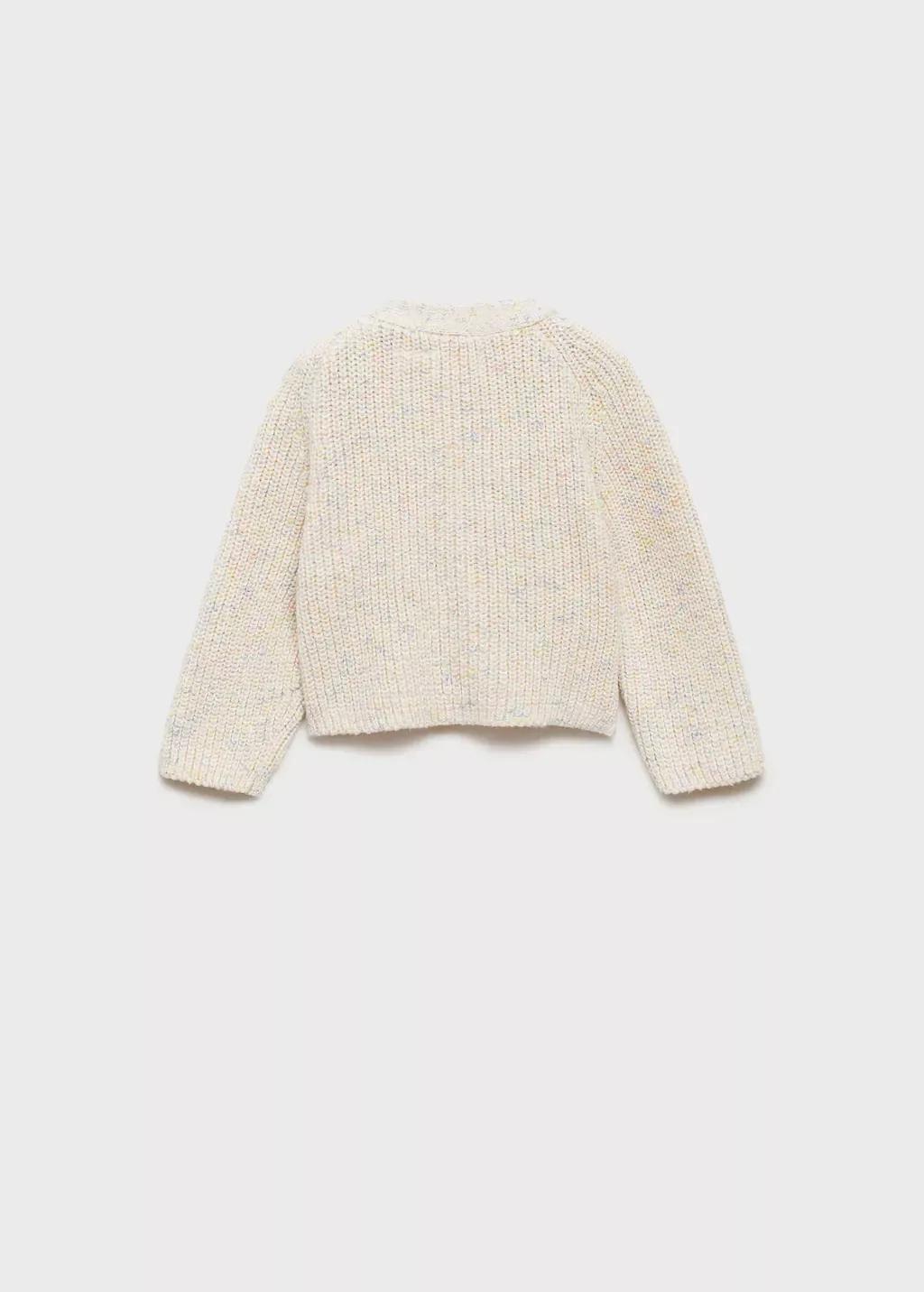 Beige Flecked Knit Cardigan, Baby Girl, , large image number 1