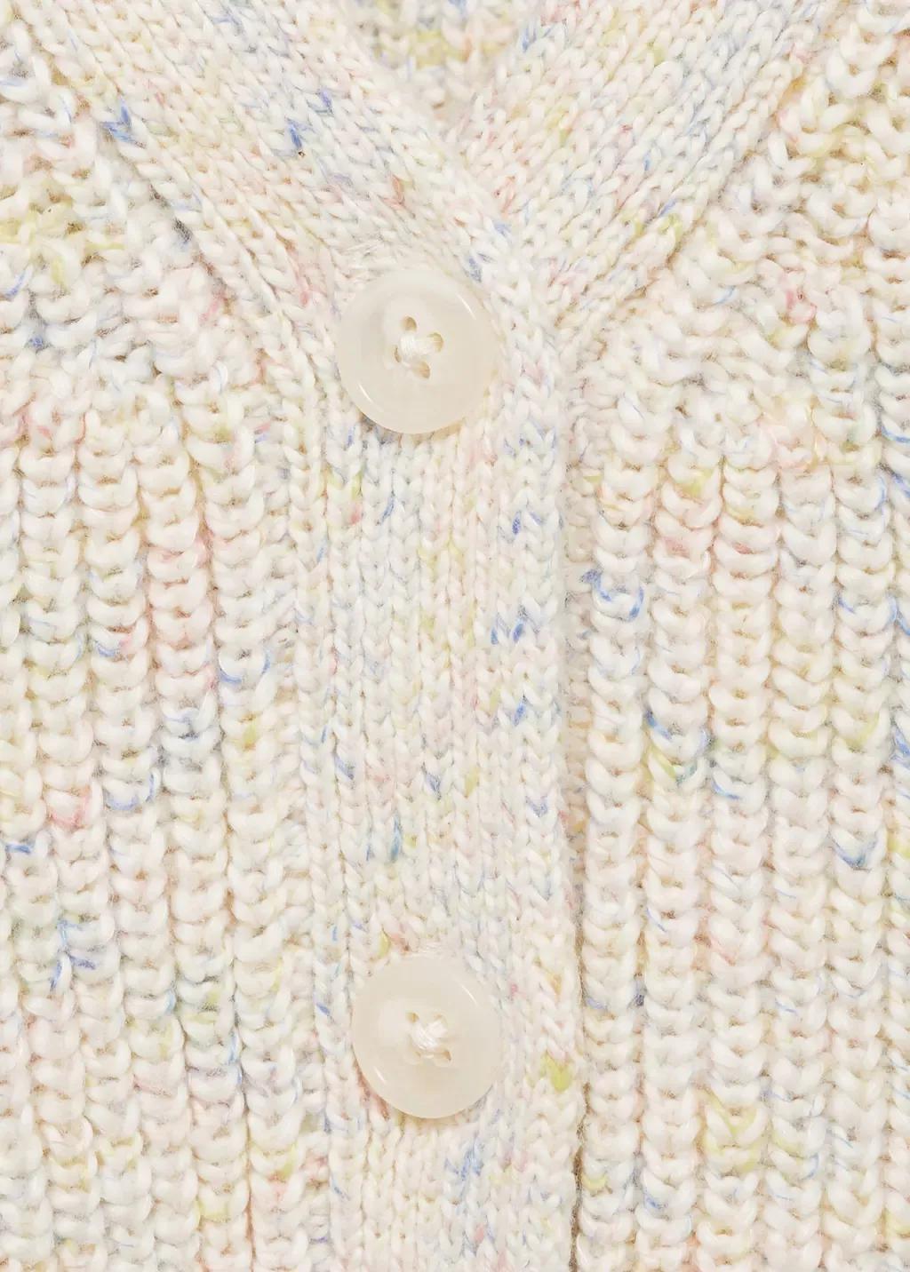 Beige Flecked Knit Cardigan, Baby Girl, , large image number 2