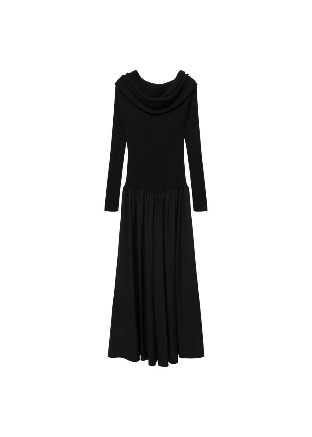 Black Off-The-Shoulder Knitted Dress, , large image number 2