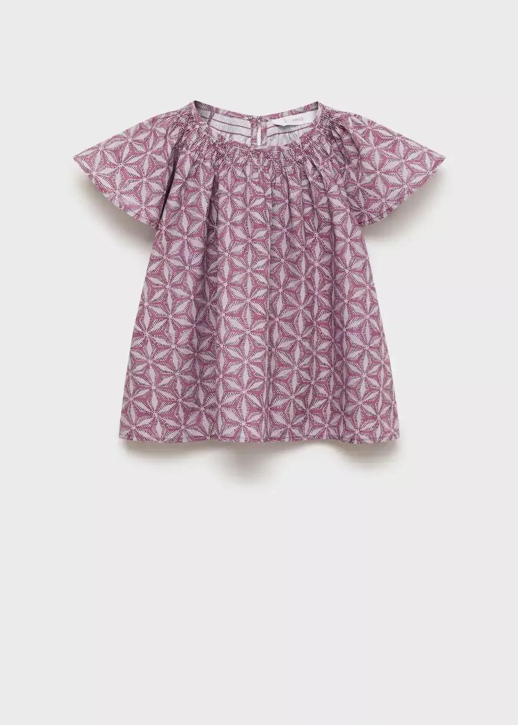 Pink Printed Cotton Blouse, Kids Girl, , medium