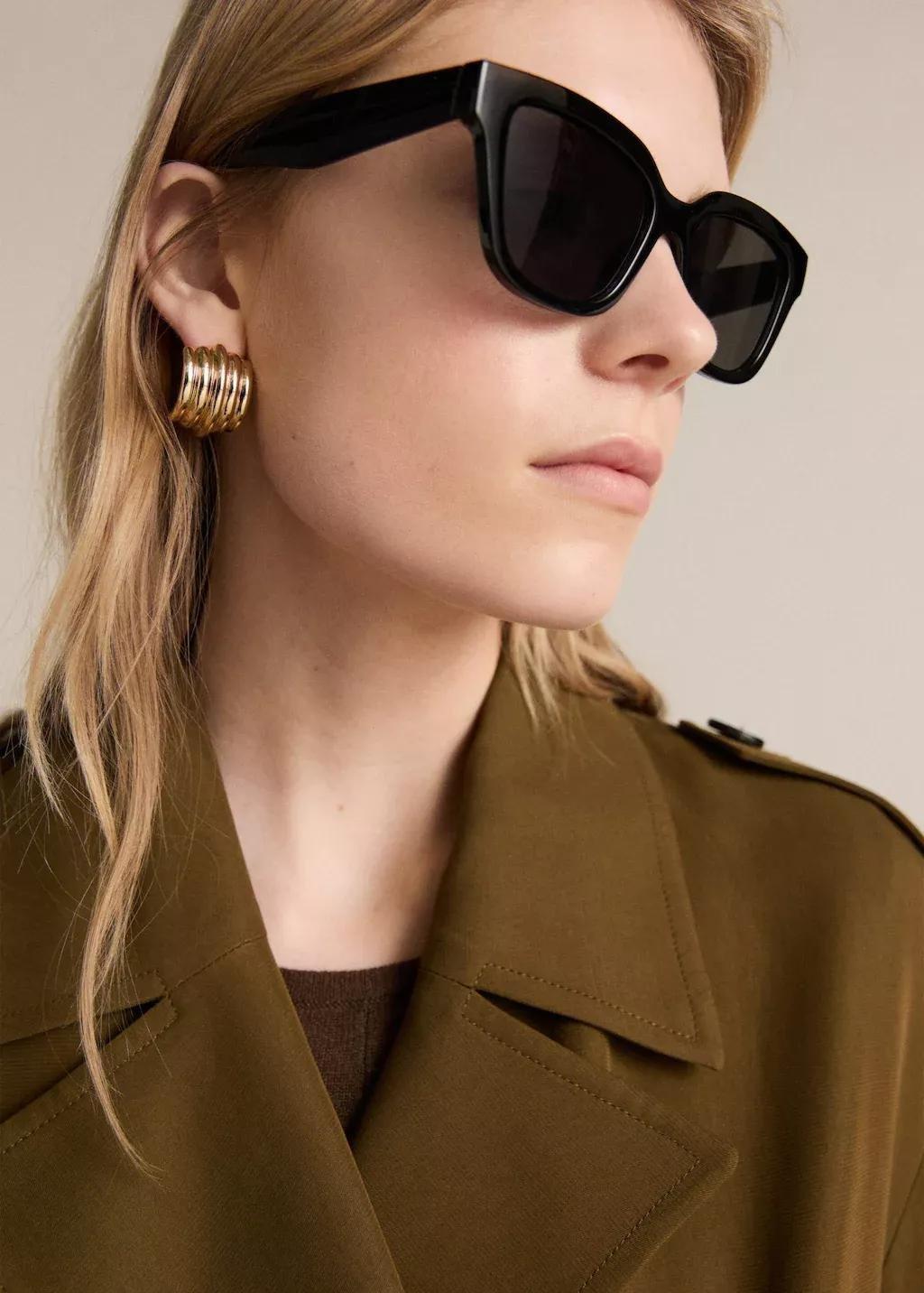 Khaki Oversized Long Lyocell Trench Coat, , large image number 1