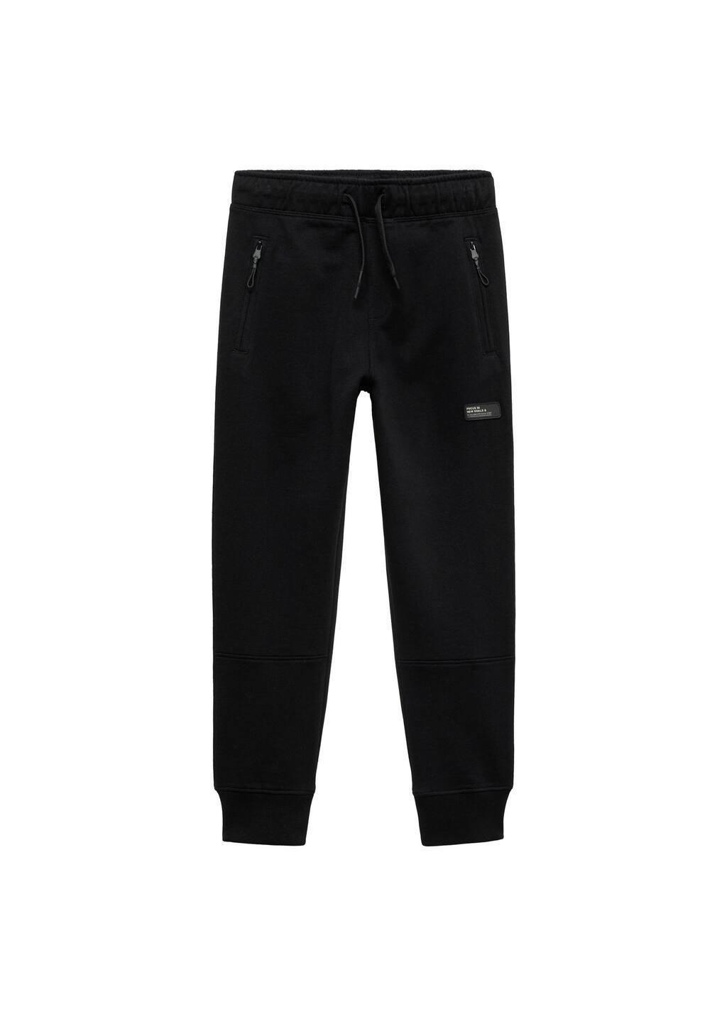 Black Cotton Jogger-Style Trousers, Kids Boy, , large image number 3