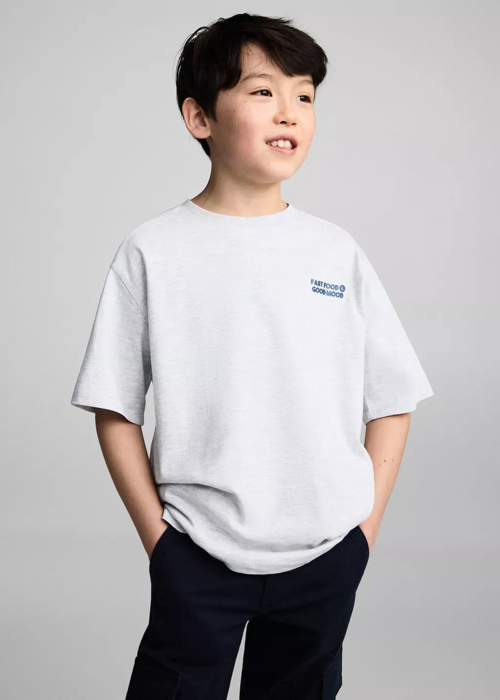 Grey Lt Pastel Printed Cotton-Blend T-Shirt, Kids Boy, , medium