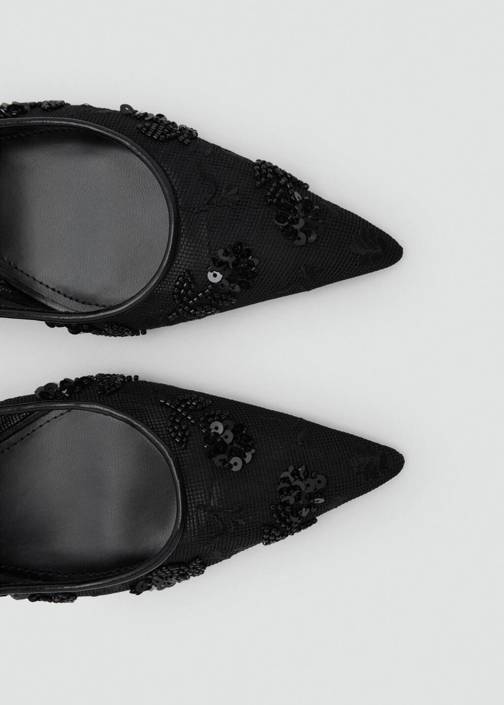 Black Kitten-Heel Shoes Embroidered With Sequins, , large image number 2