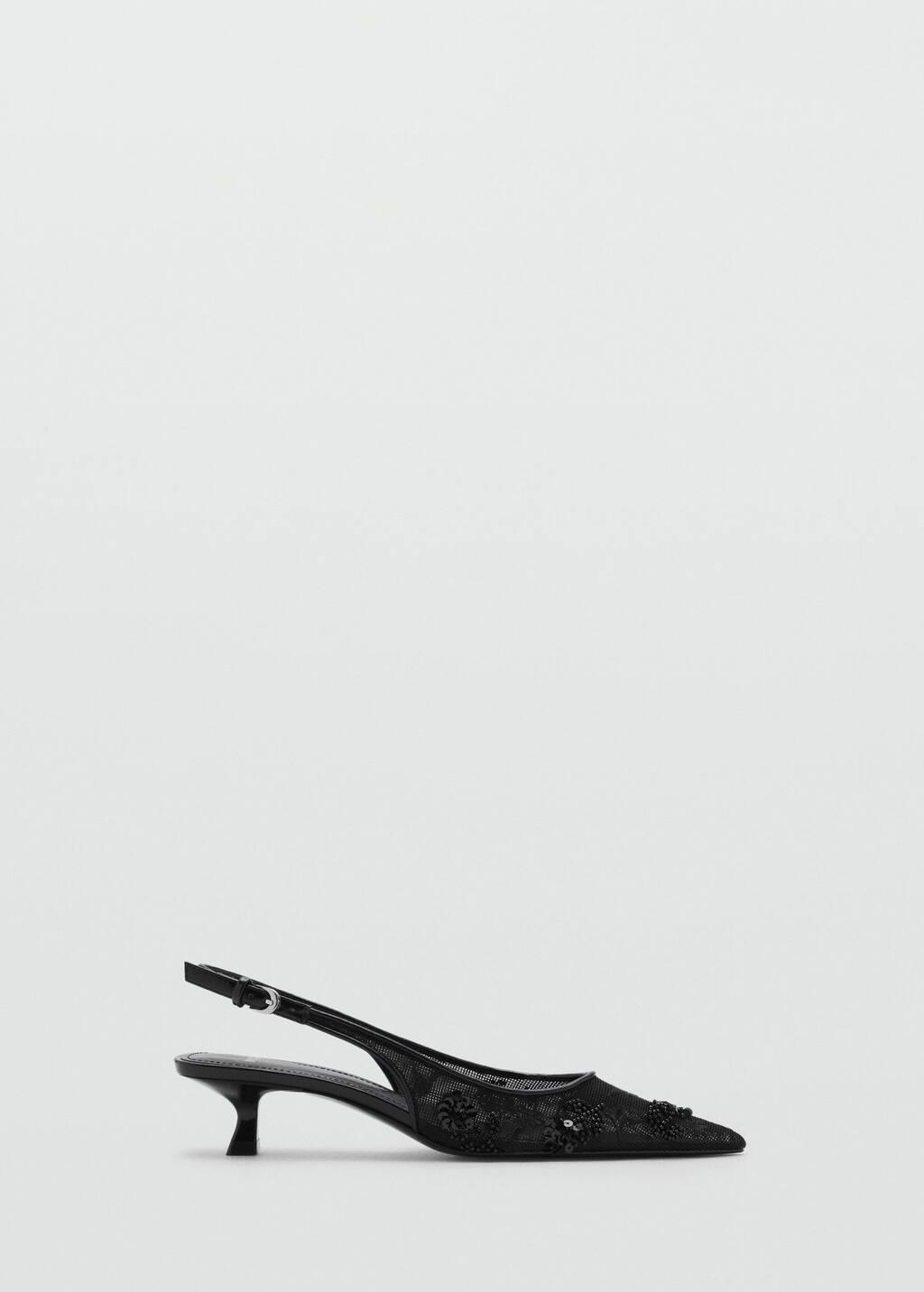 Black Kitten-Heel Shoes Embroidered With Sequins, , large image number 3