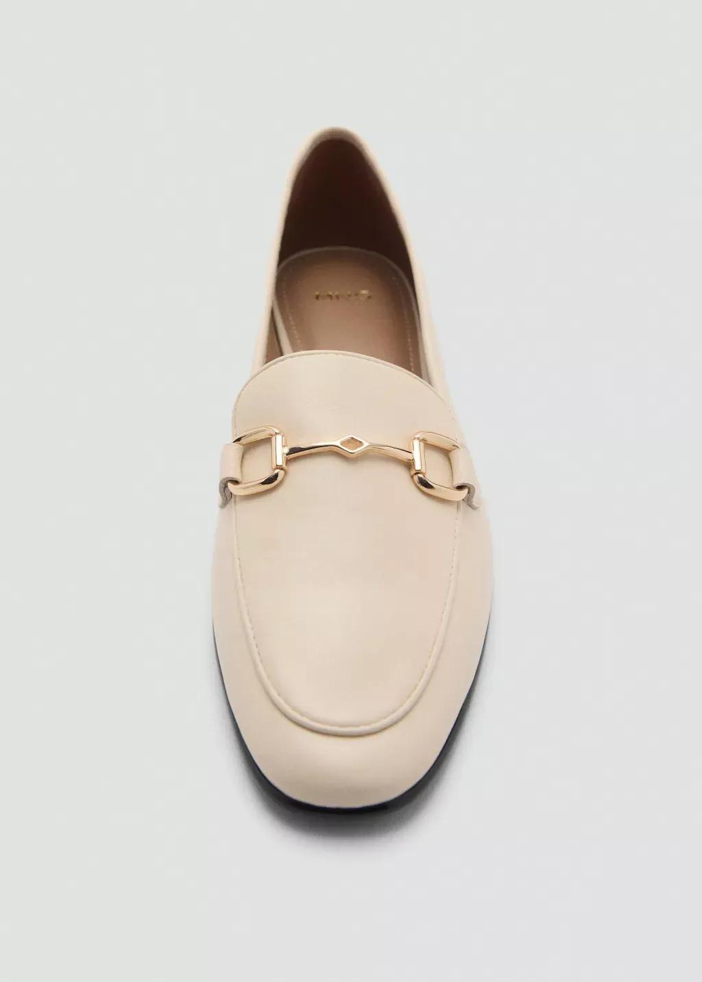 Beige Buckle Leather Moccasins, 0201_05, large image number 2