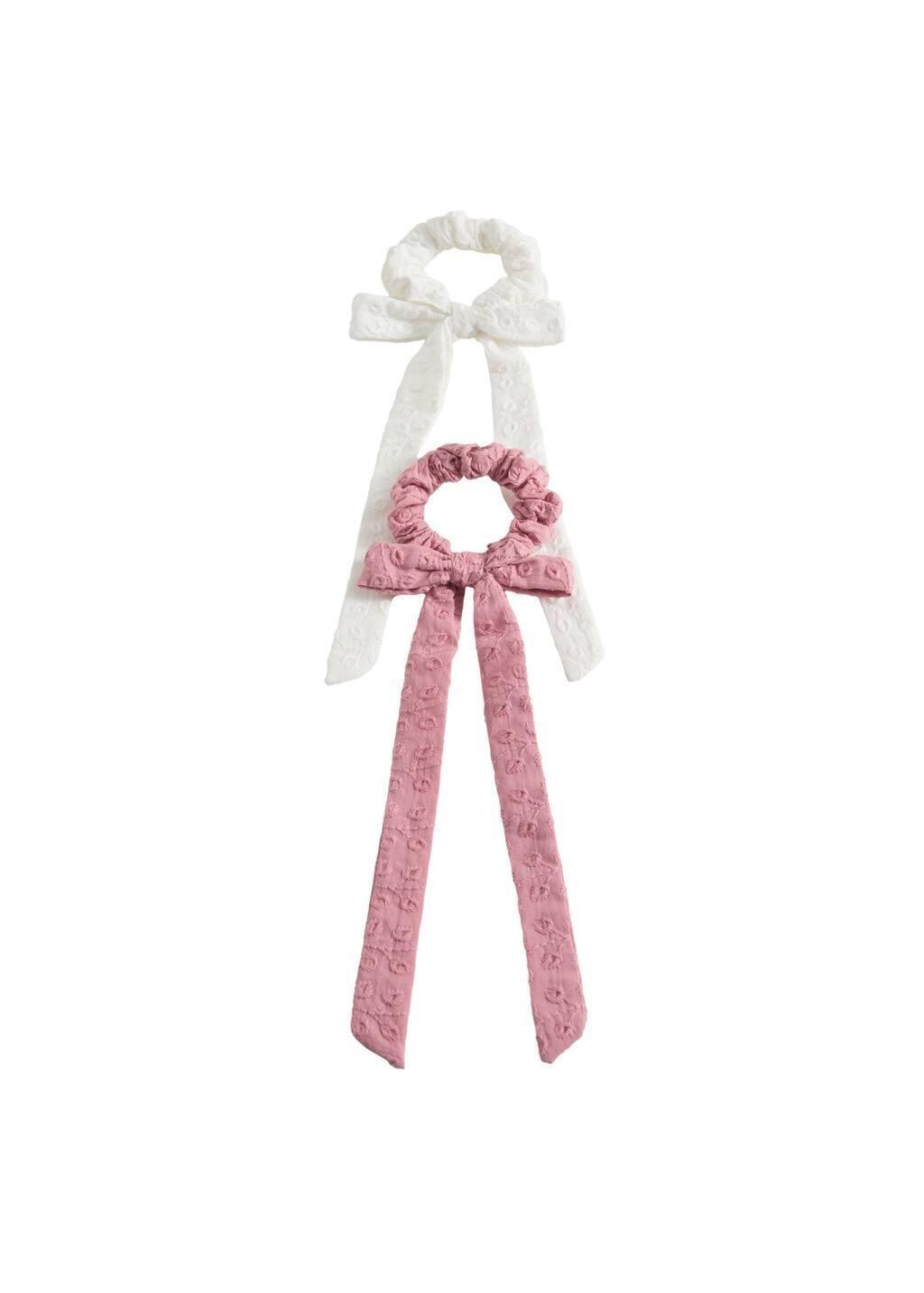 Pink 2 Pack Bow Hair Ties, Light-Pastel Pink, large image number 1
