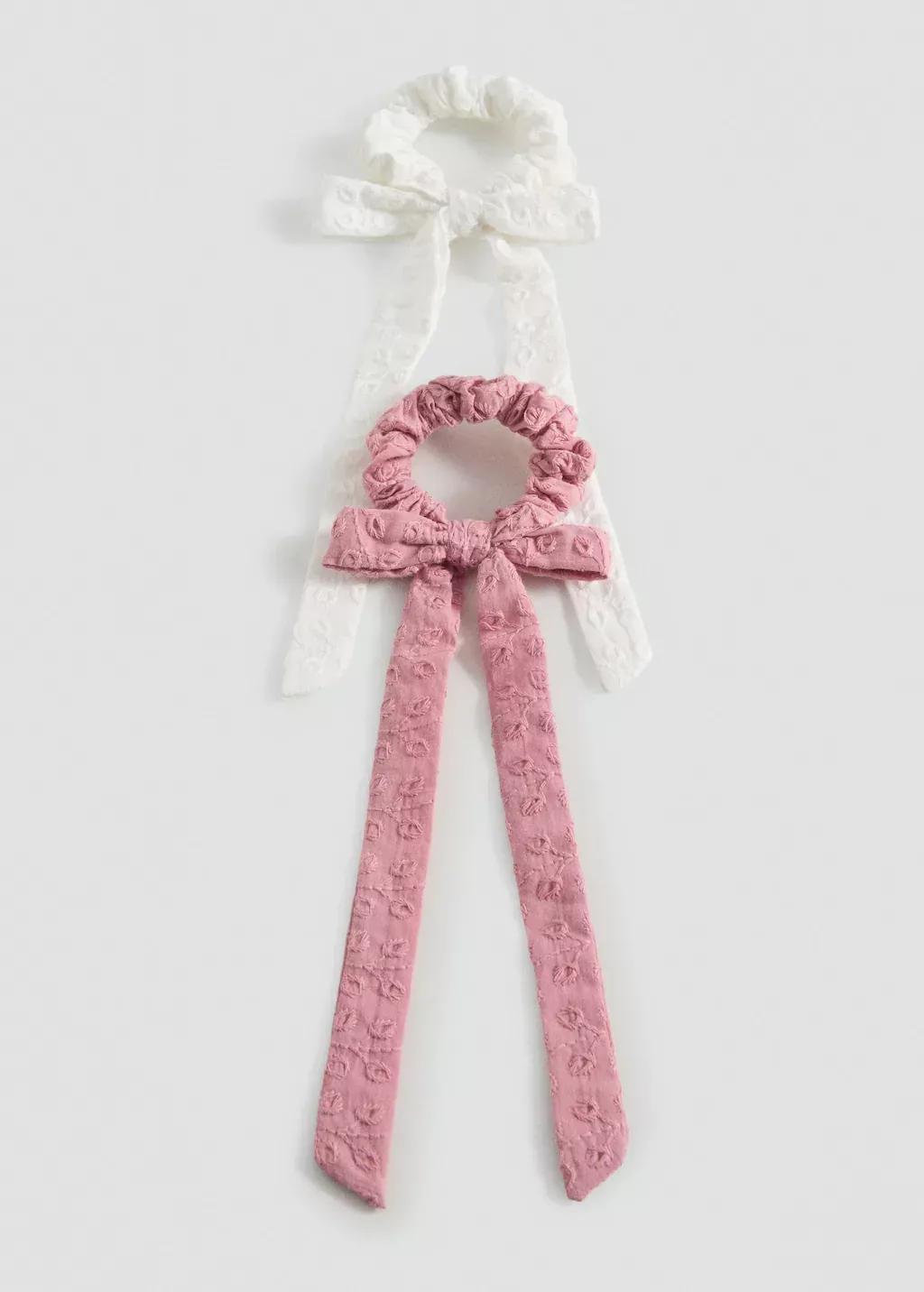 Pink 2 Pack Bow Hair Ties, Light-Pastel Pink, large image number 2