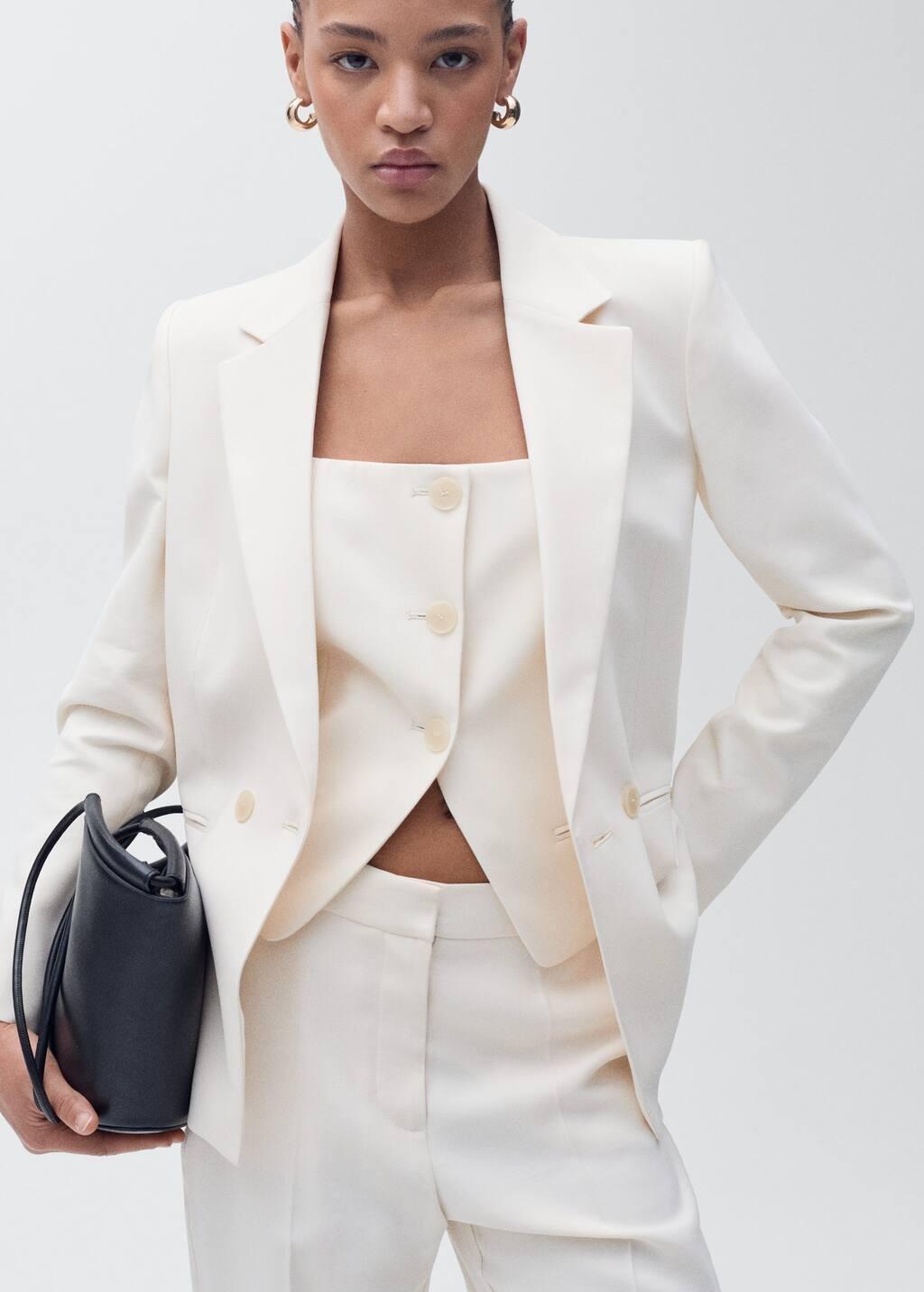 Beige Suit Waistcoat With Open Back, , large image number 1