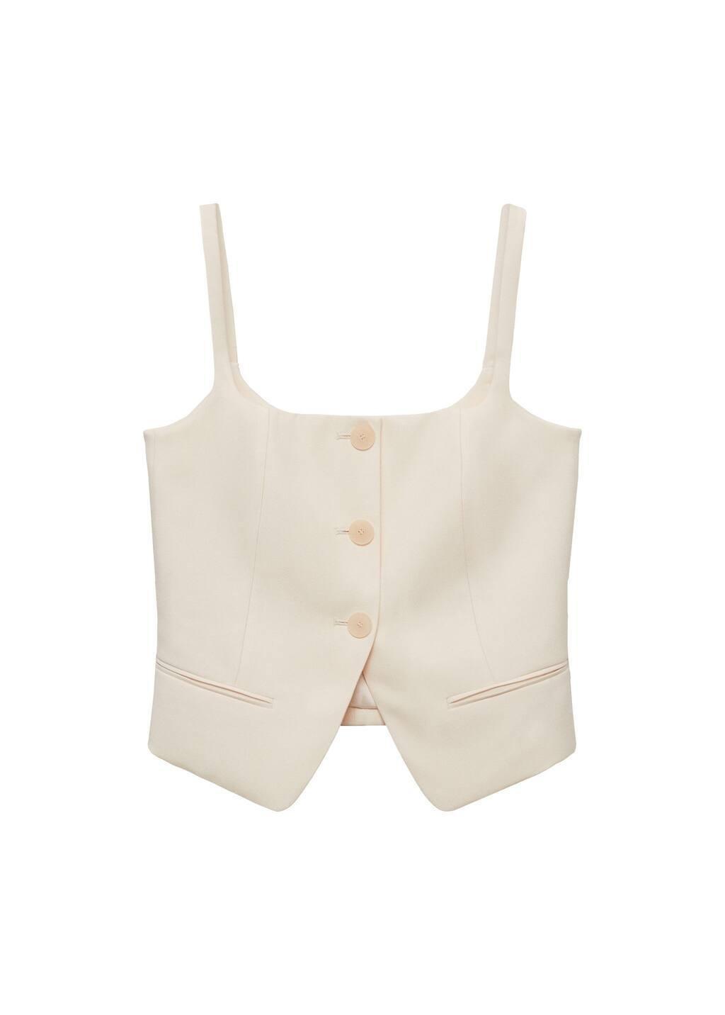Beige Suit Waistcoat With Open Back, , large image number 2