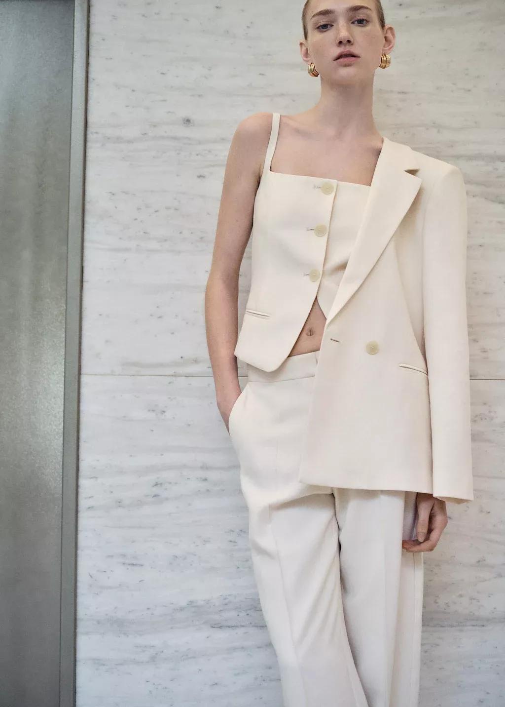 Beige Suit Waistcoat With Open Back, , large image number 3