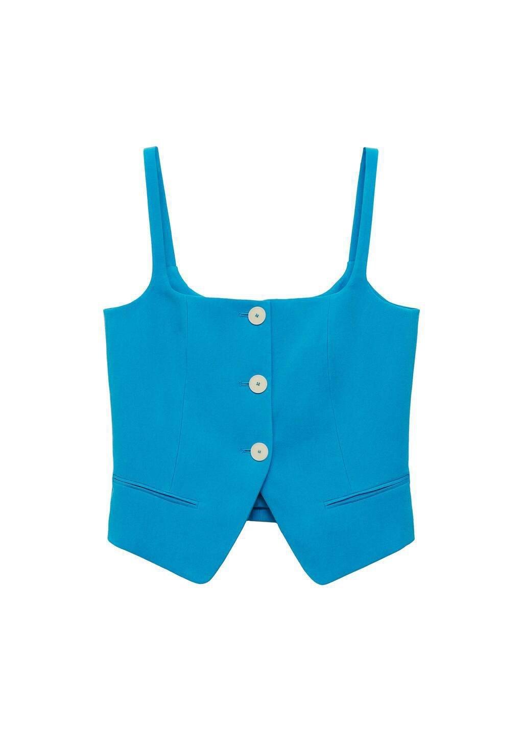 Blue Suit Waistcoat With Open Back, , large image number 2