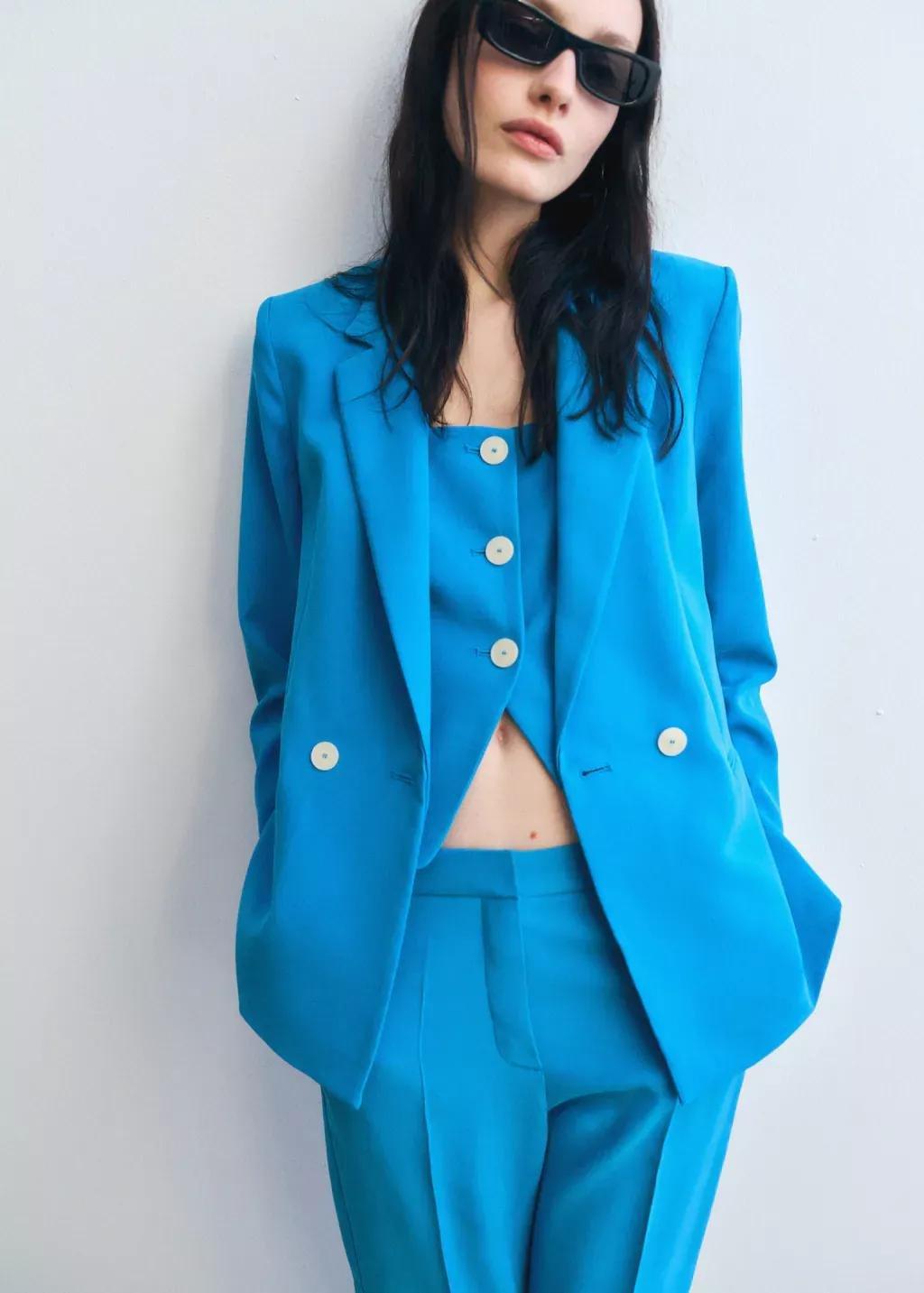 Blue Suit Waistcoat With Open Back, , large image number 3
