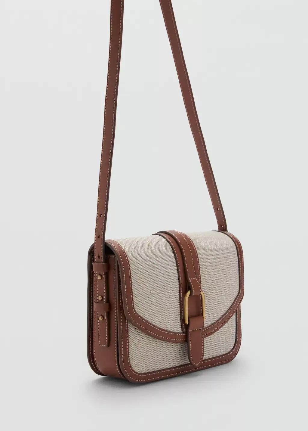 Brown Contrasting Canvas Shoulder Bag, , medium