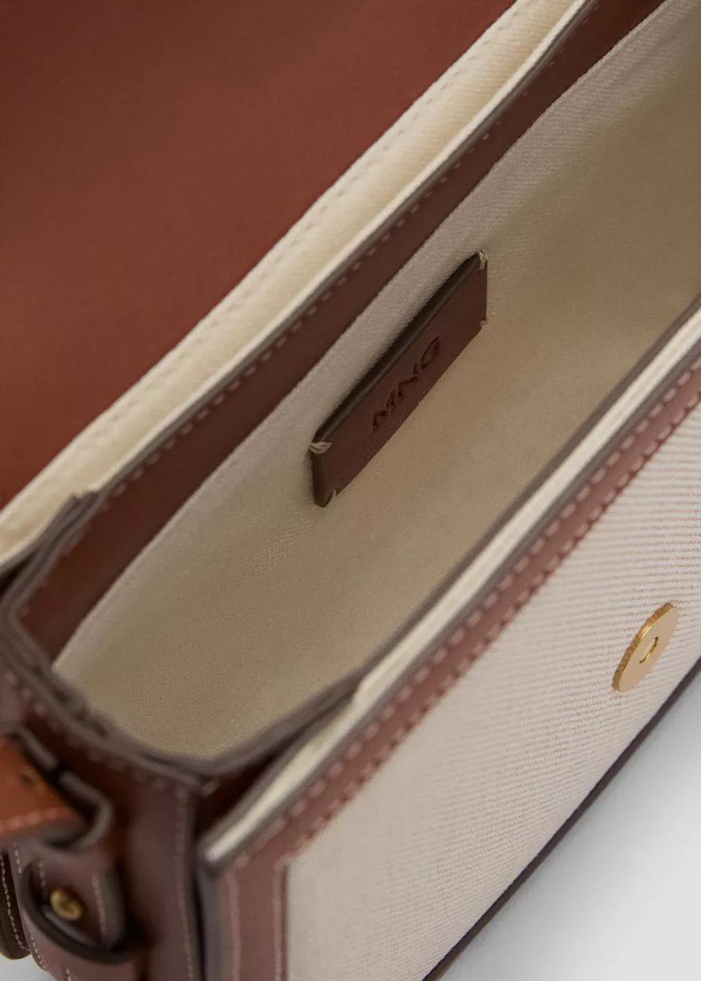 Brown Contrasting Canvas Shoulder Bag, 0201_CU, large image number 2