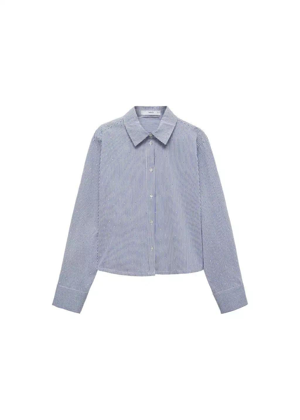 Blue Lt Pastel Striped Shirt With Rhinestone Detail, , large image number 3