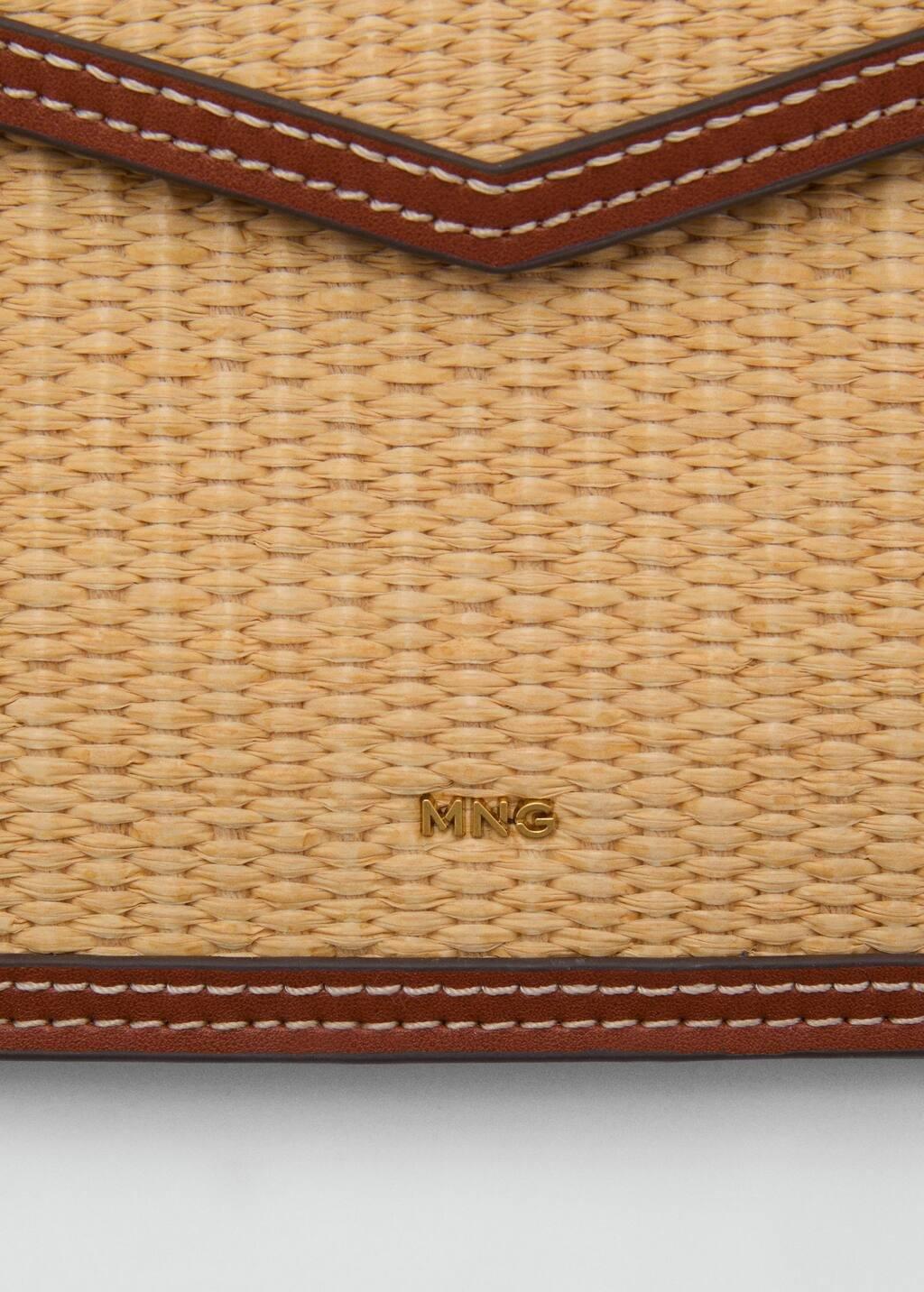 Brown Raffia Effect Clutch, Medium Brown, large image number 1