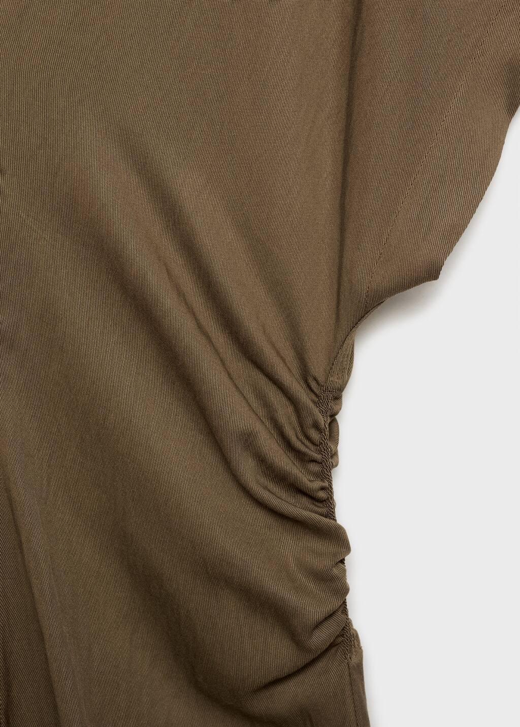 Brown Lyocell-Blend Dress With Draped Details, , large image number 4